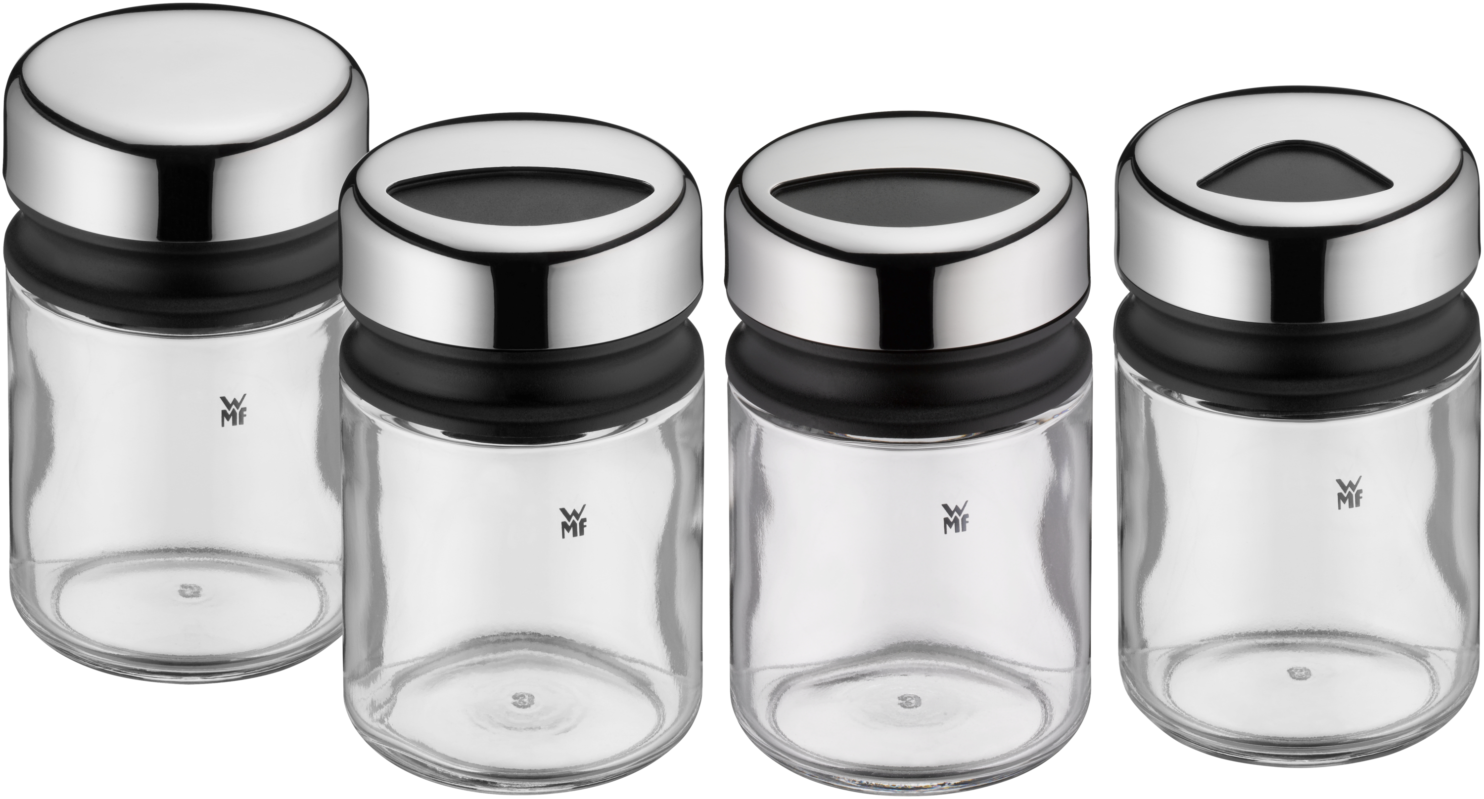 WMF Depot Gewürzstreuer-Set, 4-teilig in Edelstahl/schwarz