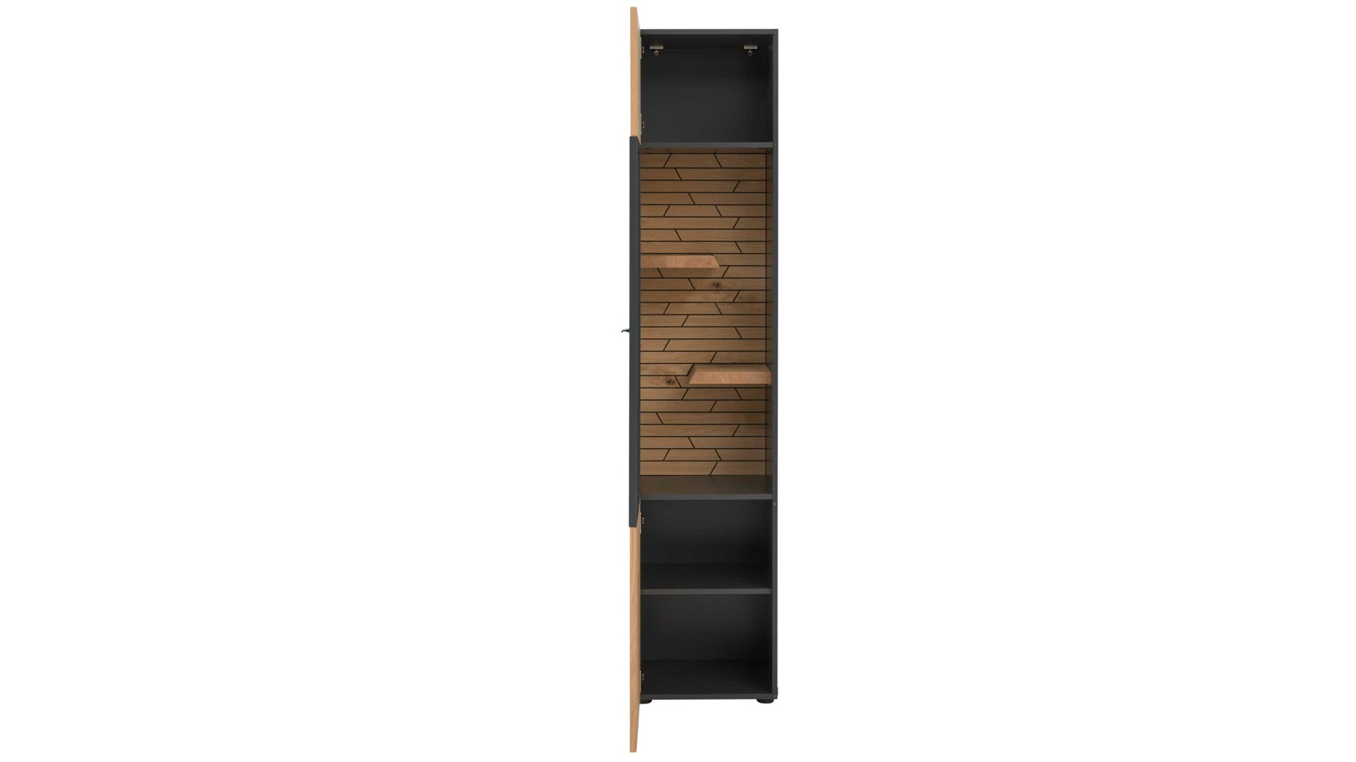 Interliving Vitrine ca. 44x204x41cm in Schiefer/Wildeiche, Innenarchitektur, Schrank, Mobiliar, Regal, Kabinett