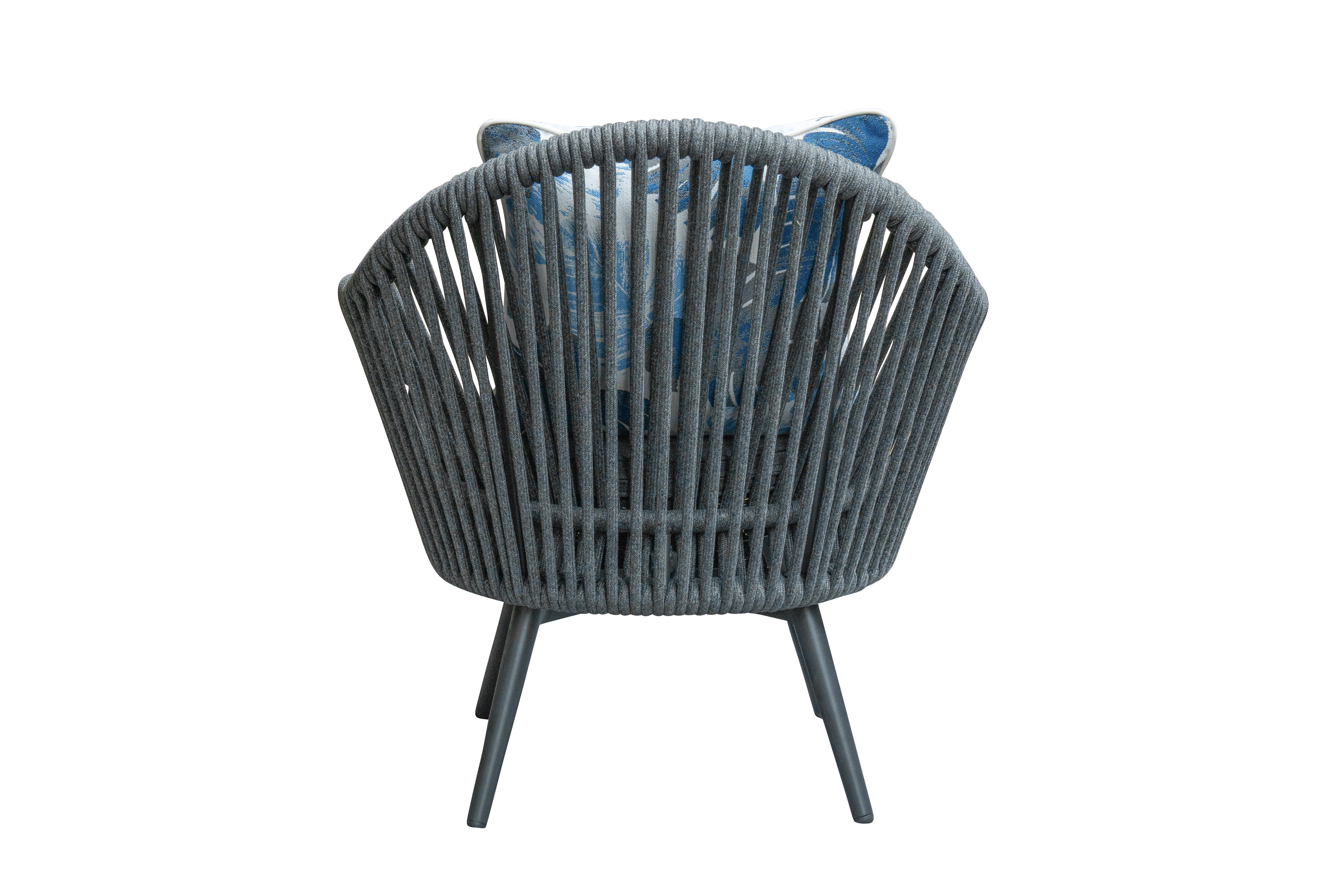 L.C. Wholesaler Drehsessel BARI ca. B81,5 H83,5 T77,5 cm in Rope Farbe dunkelgrau, Stuhl, Mobiliar