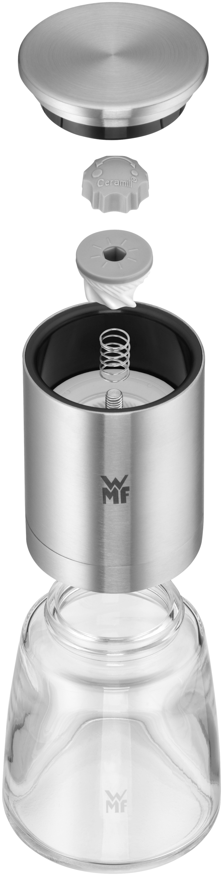 WMF De Luxe Gewürzmühle, 14 cm in gebürstetem Edelstahl