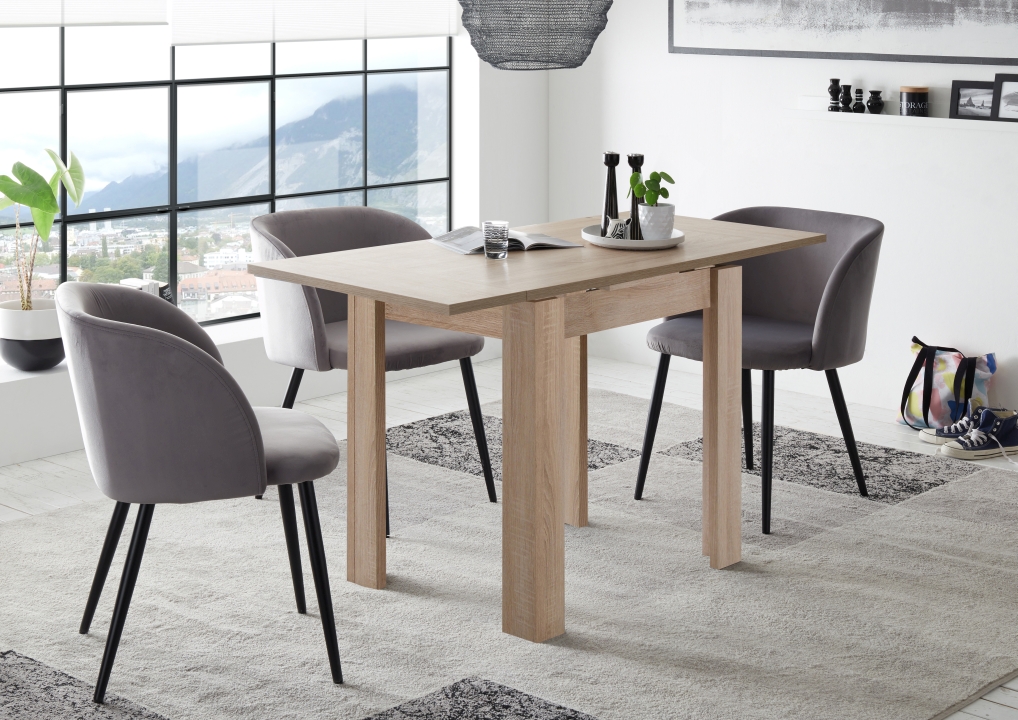Mäusbacher Esstisch MONZI ca. 80 (136) x 60 cm in Eiche sägerau Dekor