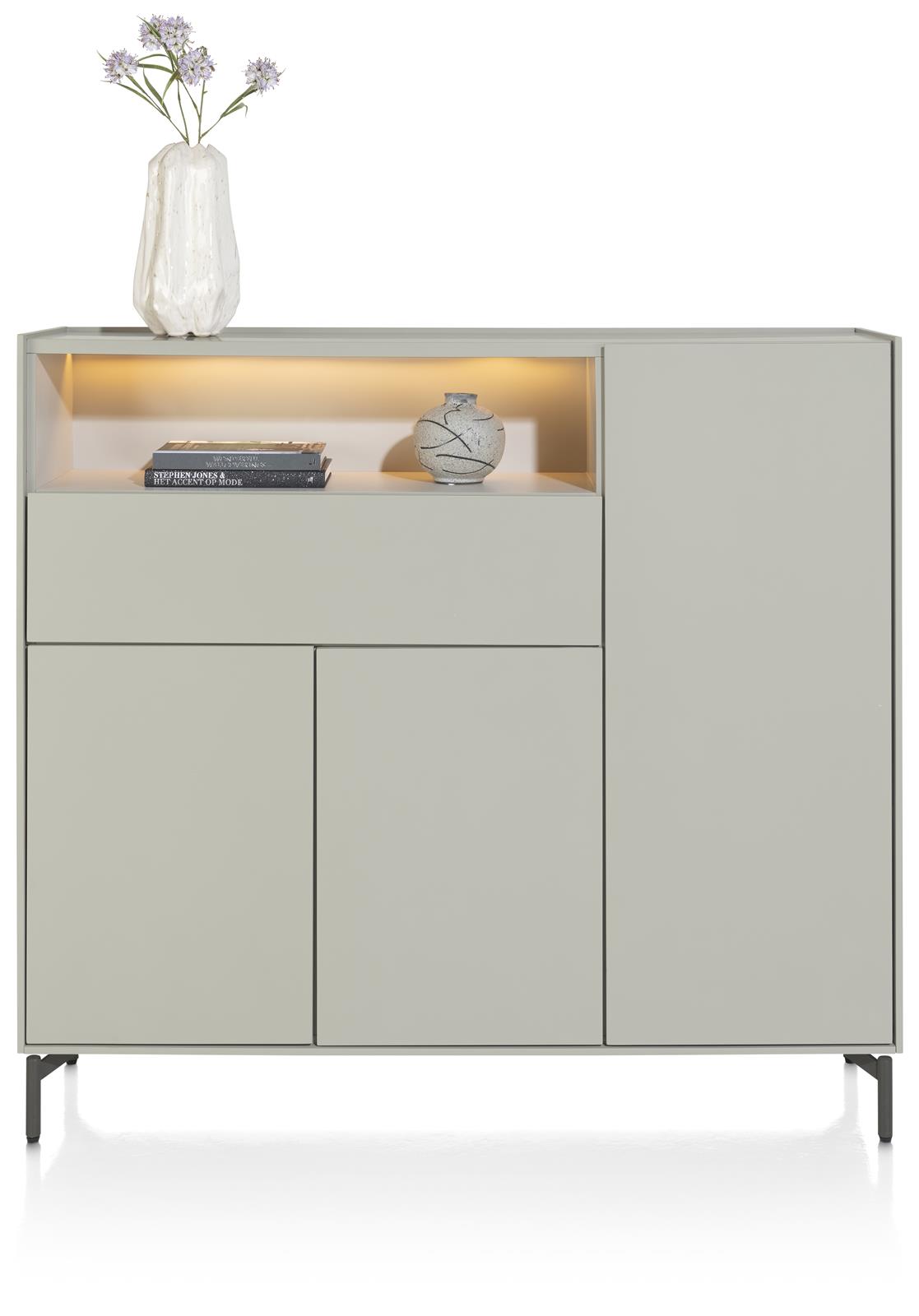 XOOON Highboard NOON ca. B148 H135 T42 cm in silk grey XOOON Highboard NOON ca. B148 H135 T42 cm in silk grey
