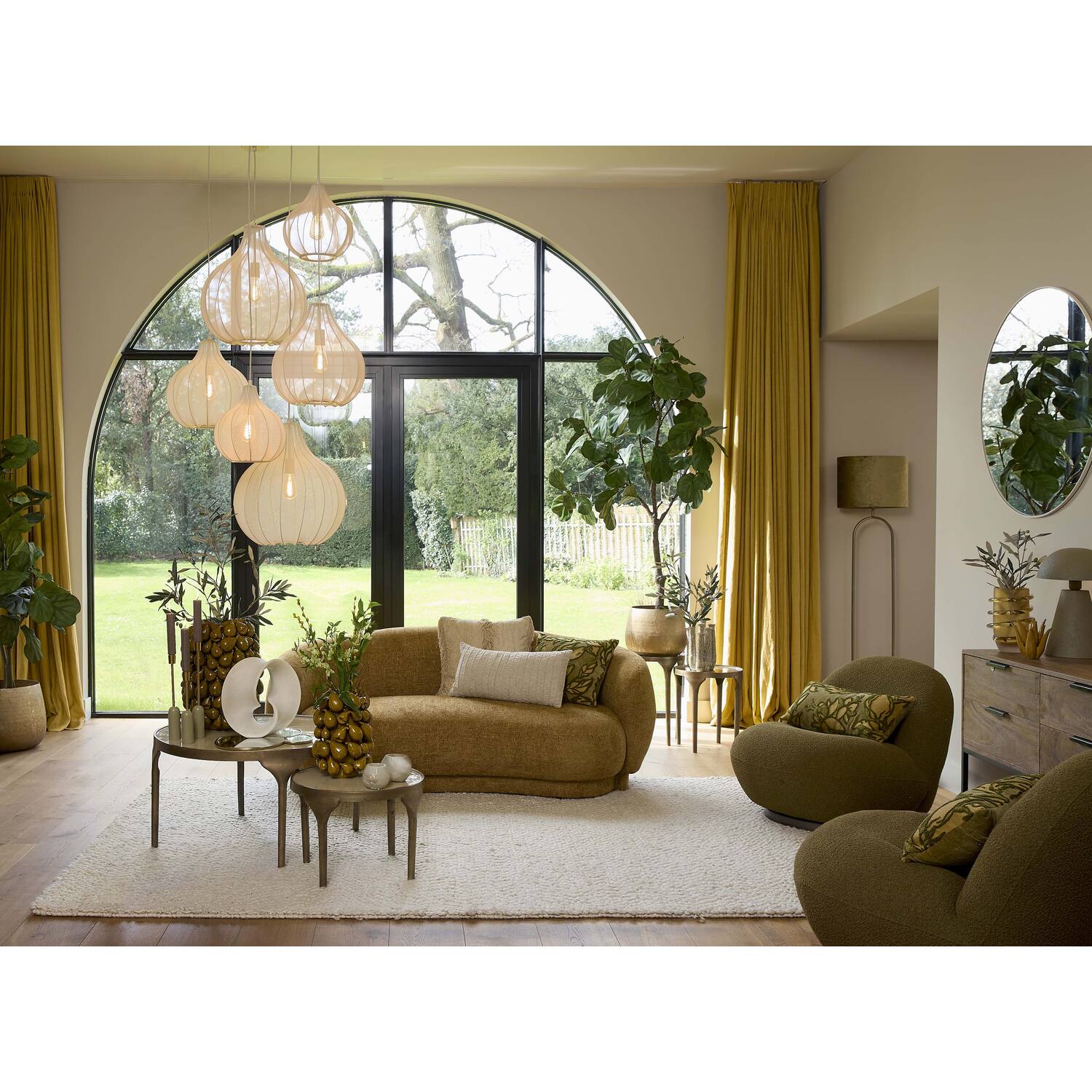 Light & Living Hängeleuchte ELATI in Stoff Elati sand, Dekoration für Zuhause, Französisches Fenster, Fenster, Tabelle, Innenarchitektur