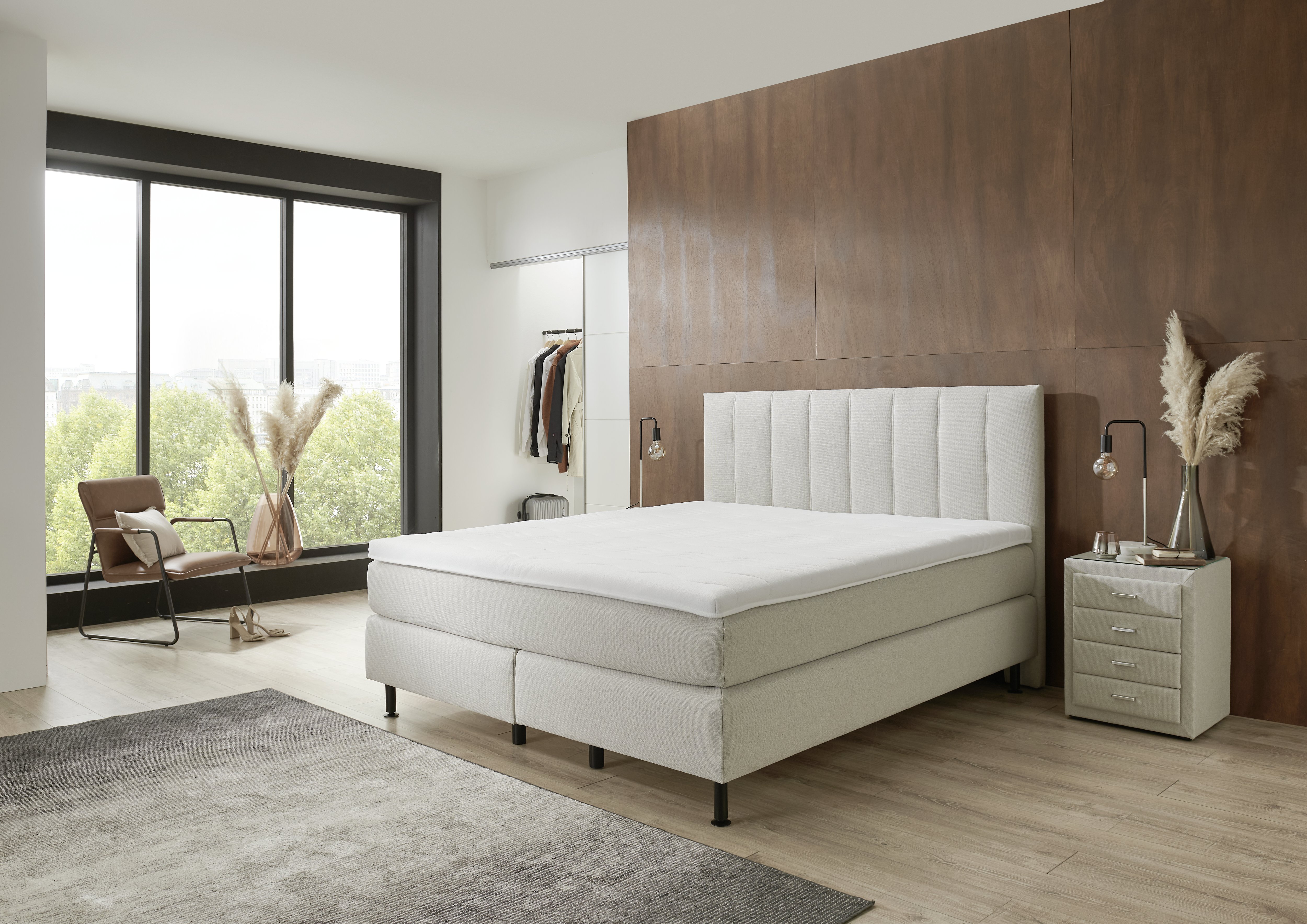 Oschmann Comfortbetten Boxspringbett OC-BX23164 4-STERNE in **Stoff Berry natur Pg.2, Drinnen, Innenarchitektur, Mobiliar, Bett, Dekoration für Zuhause