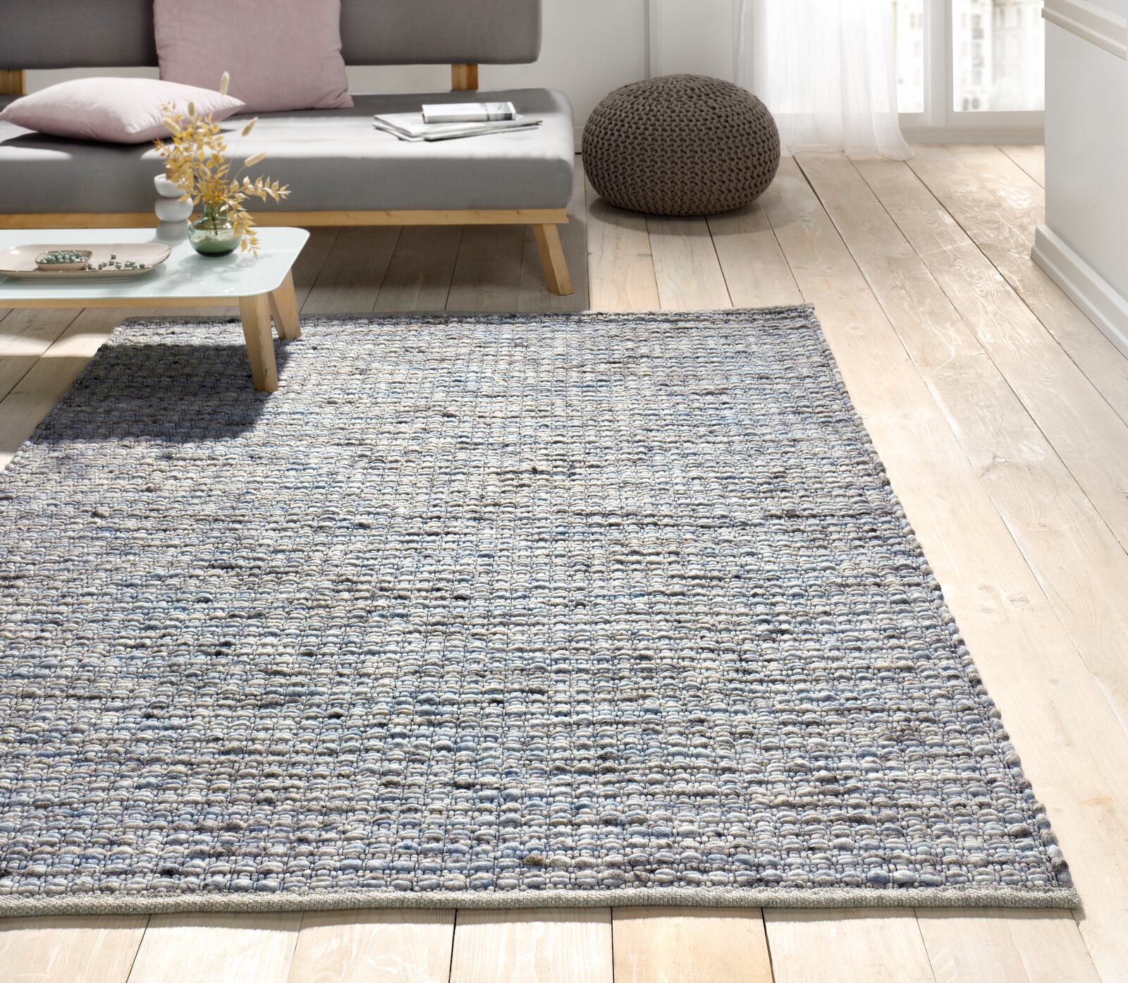 Tisca Handwebteppich Gonteno Flame ca. 200x290cm in Farbe grau bleu