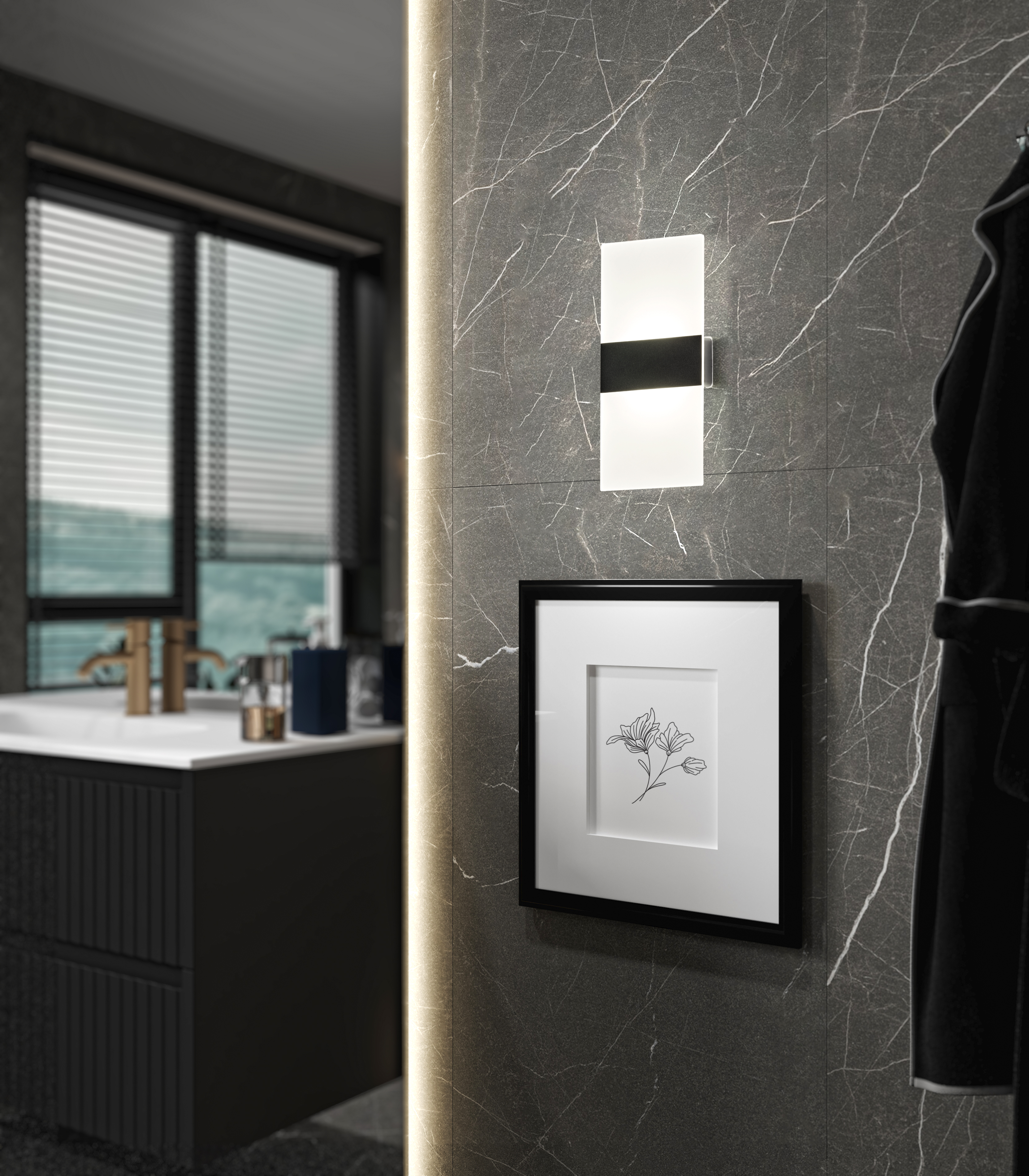 FH Lighting LED-Wandleuchte MAGNETIC in Kunststoff schwarz matt,