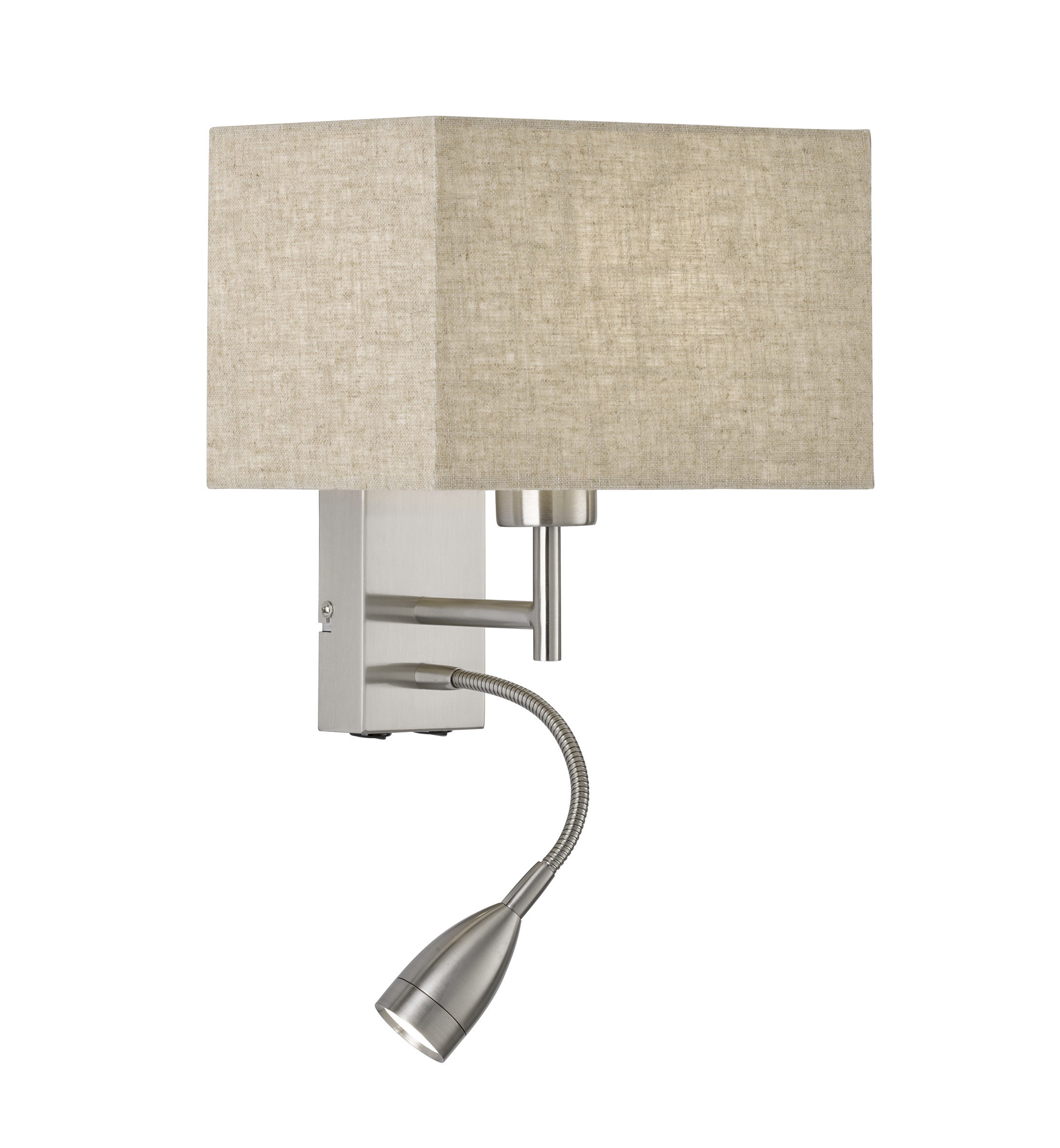 Fischer & Honsel Wandleuchte DREAM 1-flammig in Farbe Nickel matt/Stoff sandfarbig Leinen