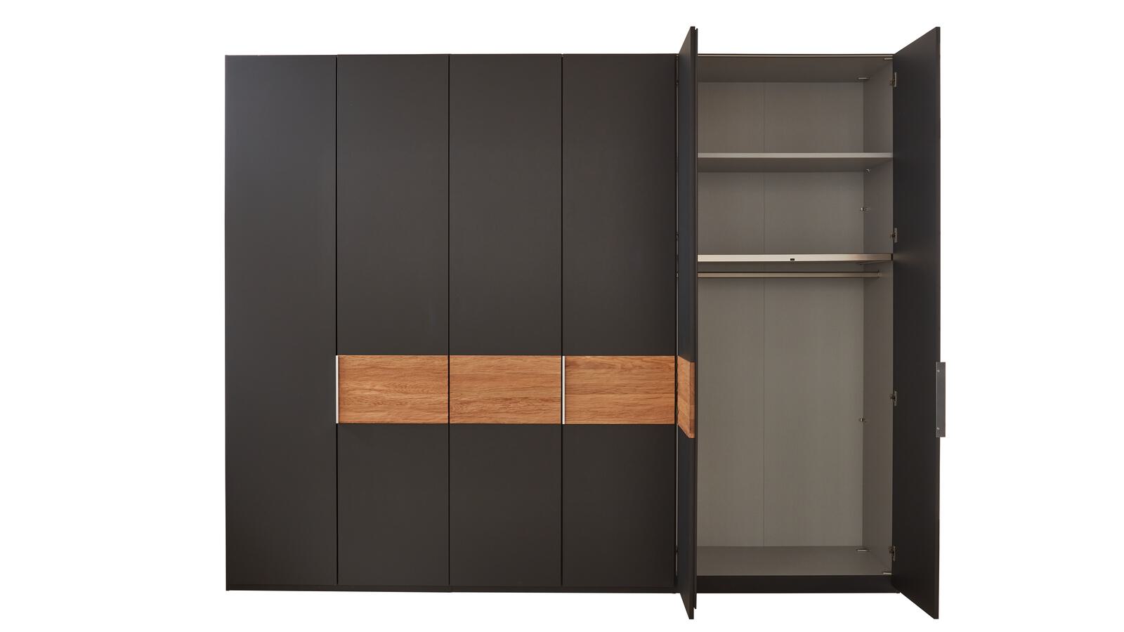 Wiemann Drehtürenschrank ACAPULCO ca. 300 cm in Graphit Dekor/Riffelholz massiv