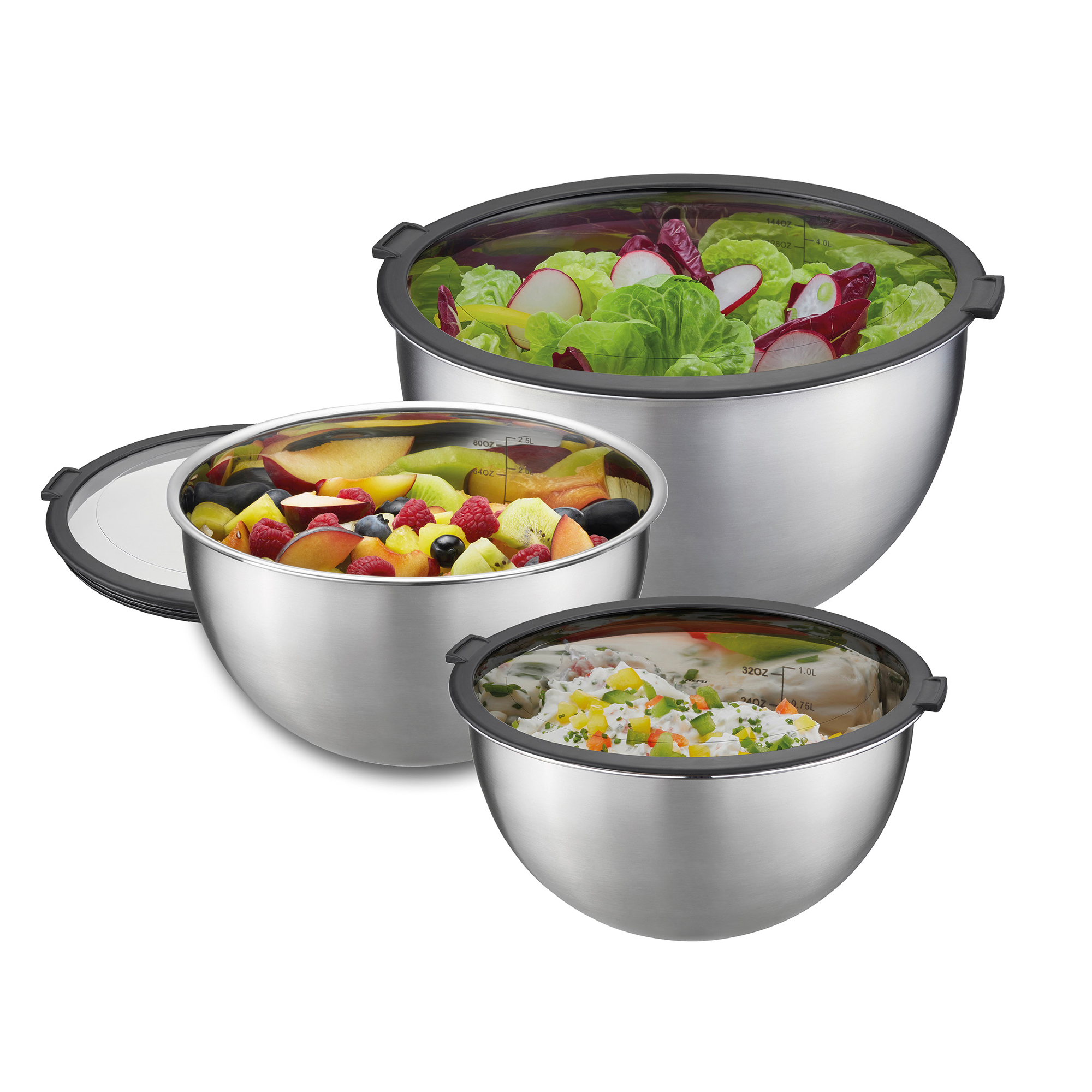 GEFU Schüssel-Set Mondi in Schwarz, silber