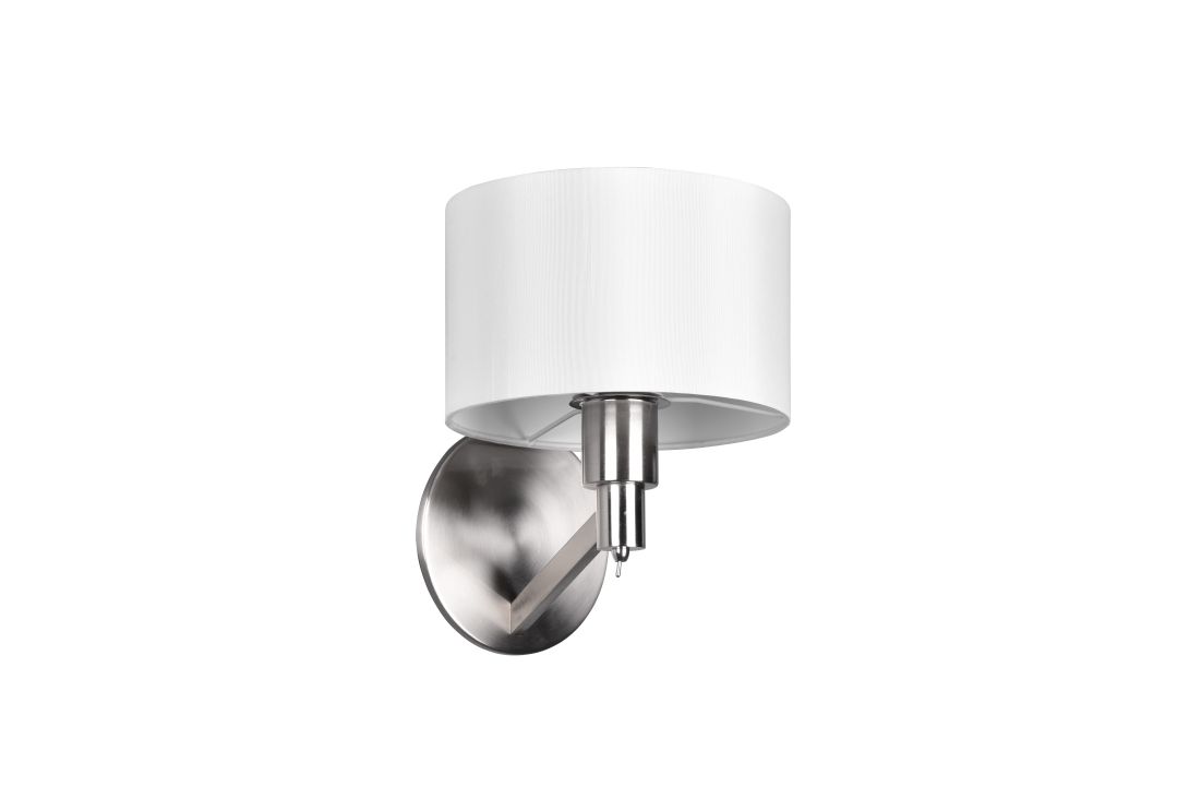 Trio Wandleuchte CASSIO in Nickel matt, Stoff weiß