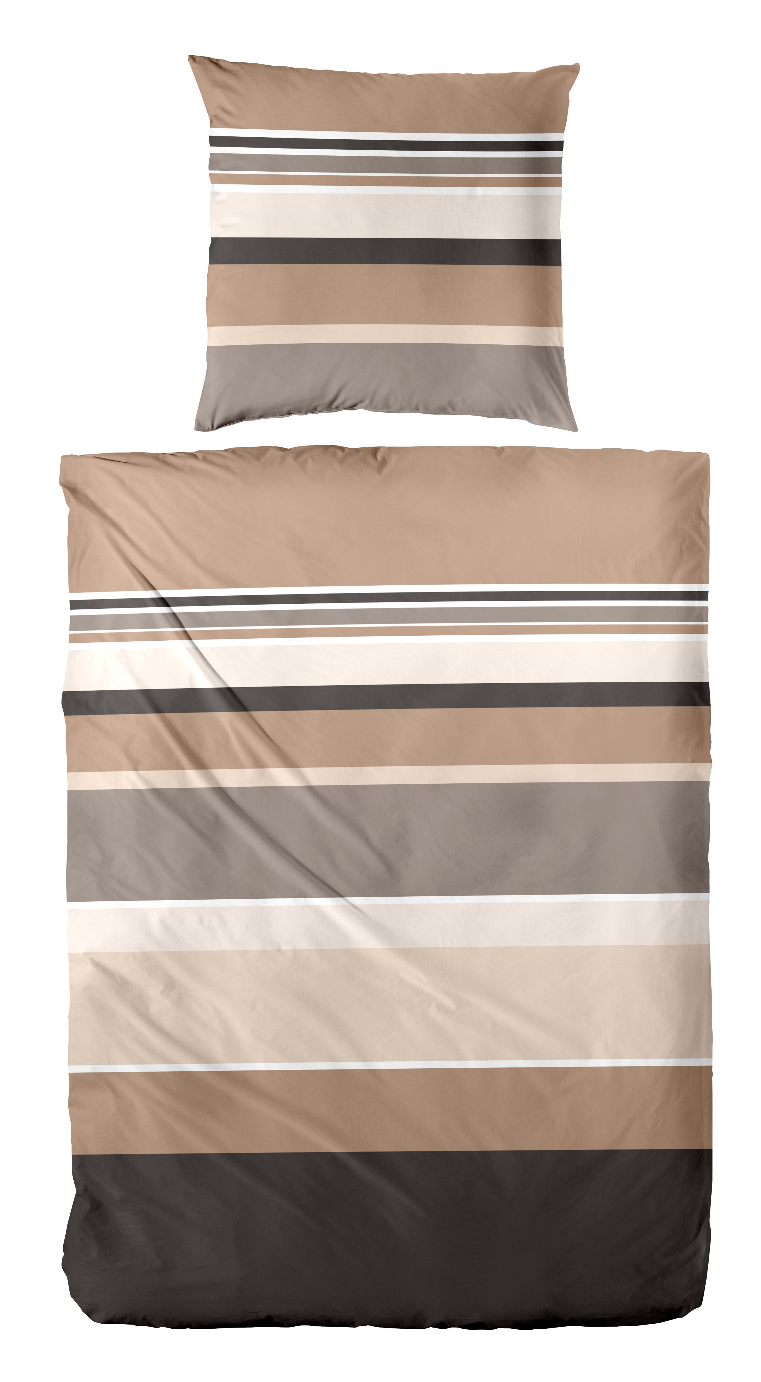 Hahn Haustextilien Bettwäsche 135x200cm in Farbe beige, braun, Kissen, Dekoration für Zuhause, Kopfkissen, Mobiliar, Decke