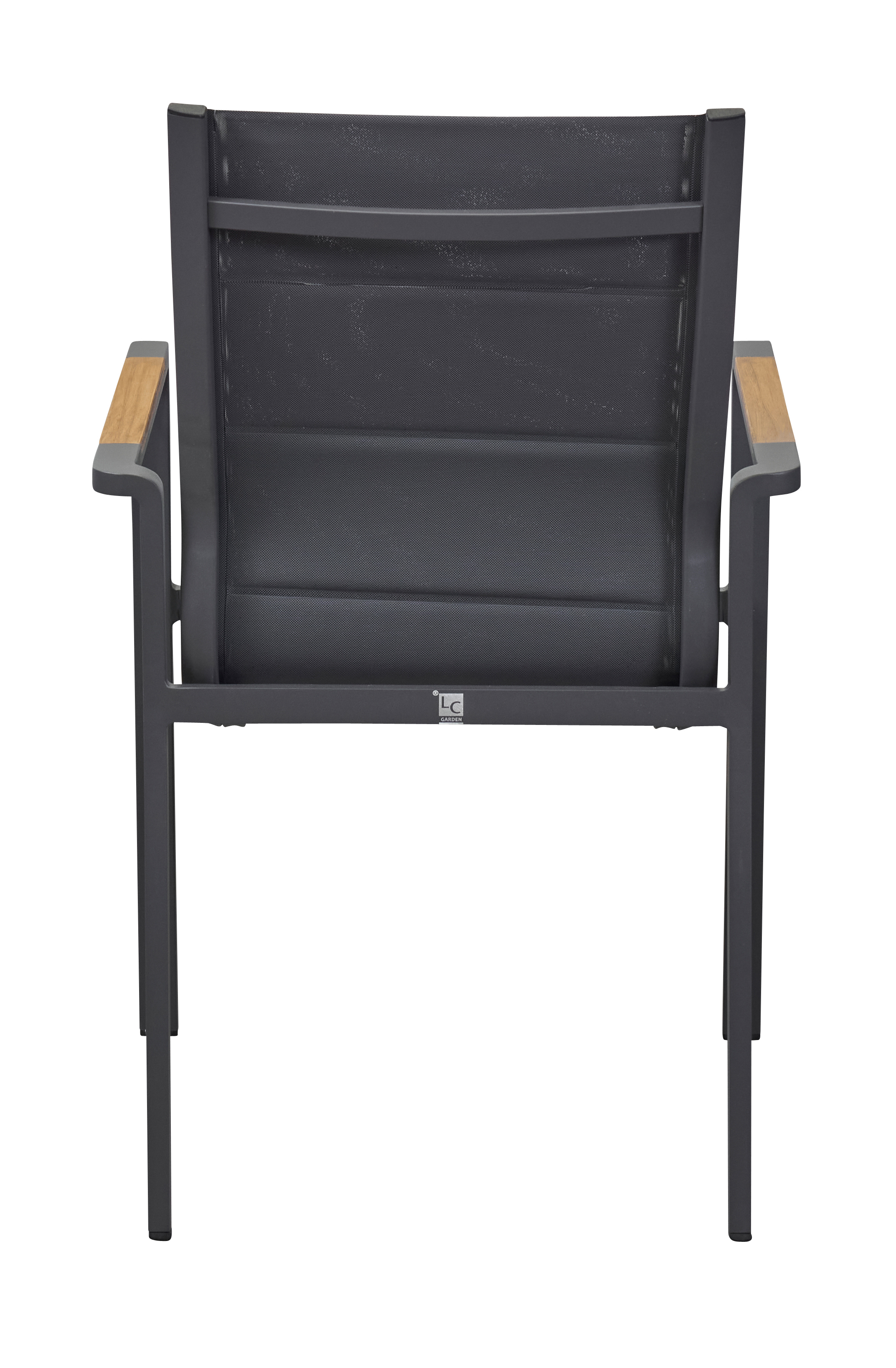L.C. Wholesaler Stapelsessel UNICAMO in Farbe anthrazit mit Teak-Armlehnen, Stuhl, Mobiliar, Sessel