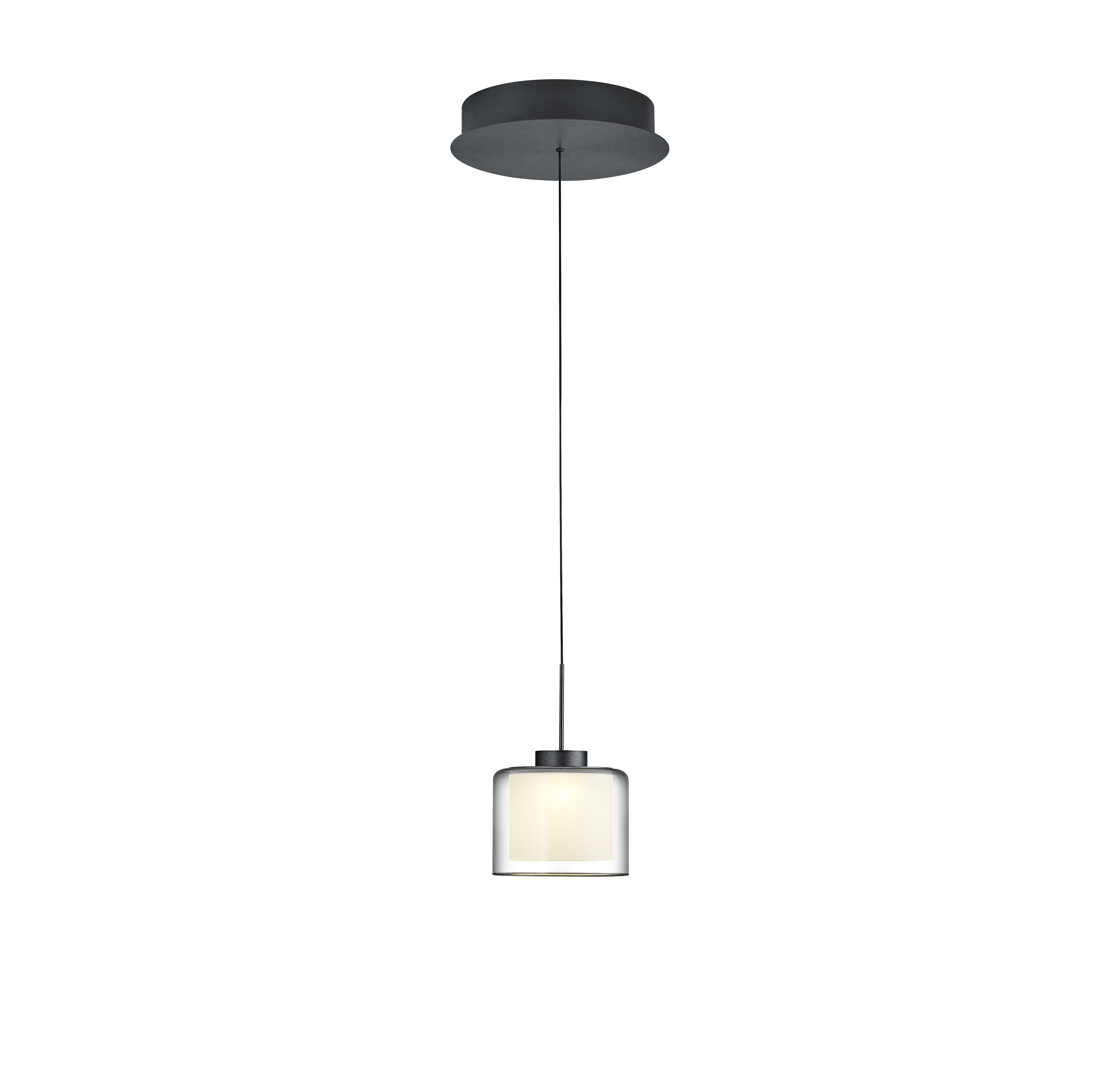 B-Leuchten LED-Pendelleuchte KLARA in Aluminium mattiert/Rauchglas