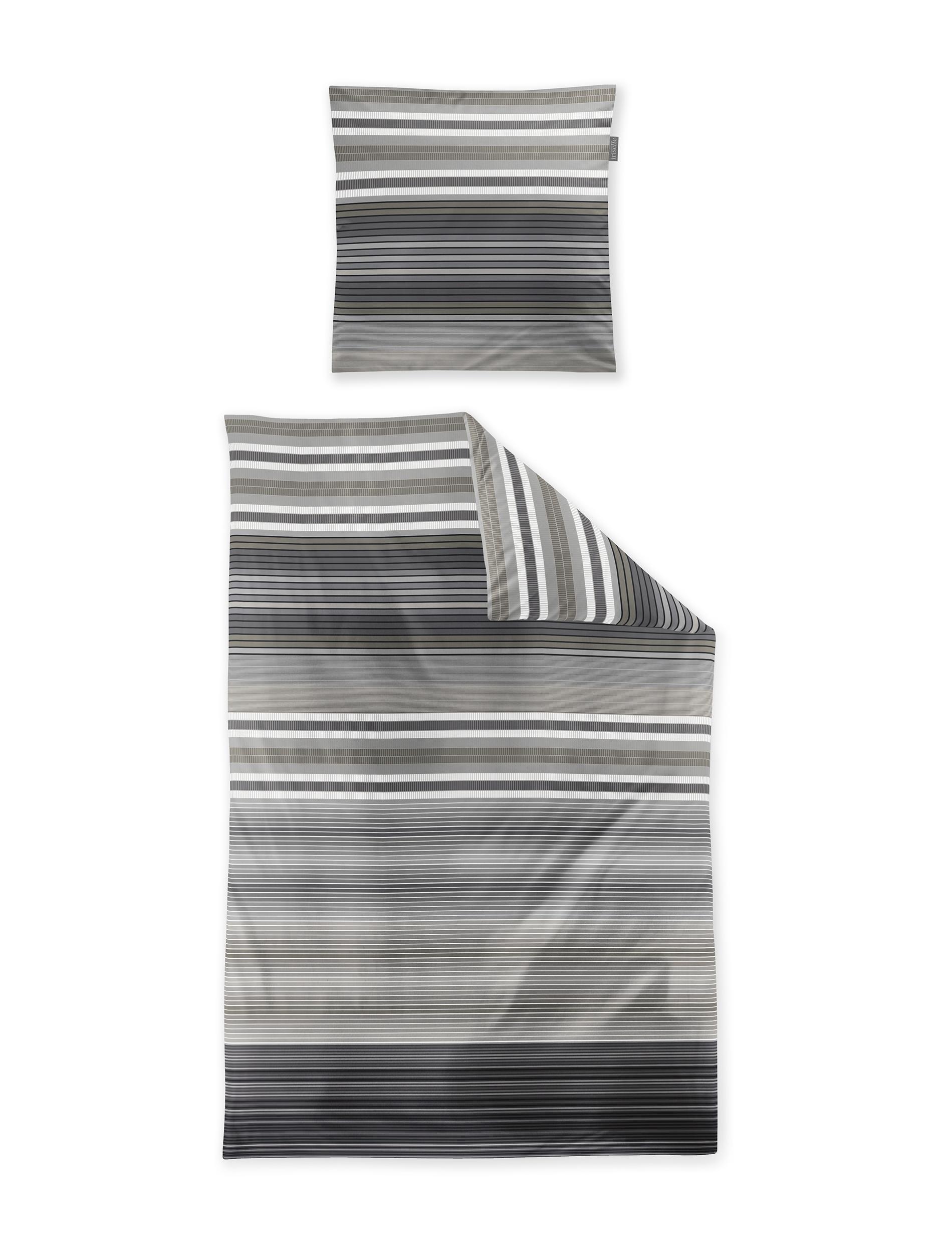Irisette Mako-Satin Bettwäsche WAVE-J ca. 135x200cm in Farbe grau
