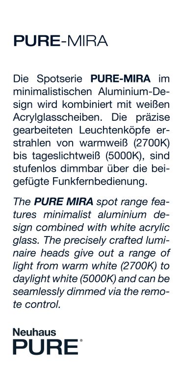 Paul Neuhaus LED-Deckenleuchte PURE MIRA 4-flammig in Farbe aluminium, Seite, Text, Werbung, Plakat
