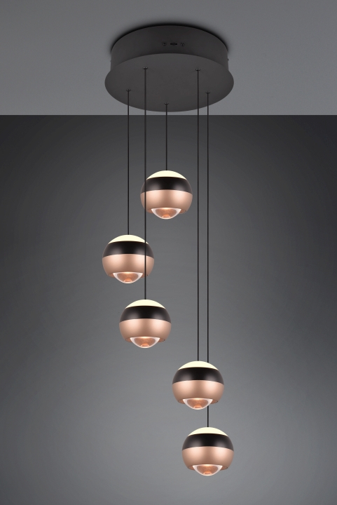 Trio LED-Deckenleuchte Orbit in schwarz-matt