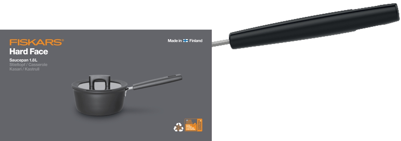 Fiskars Stieltopf mit Deckel HARD FACE 1,8Ltr./18cm in Farbe Black