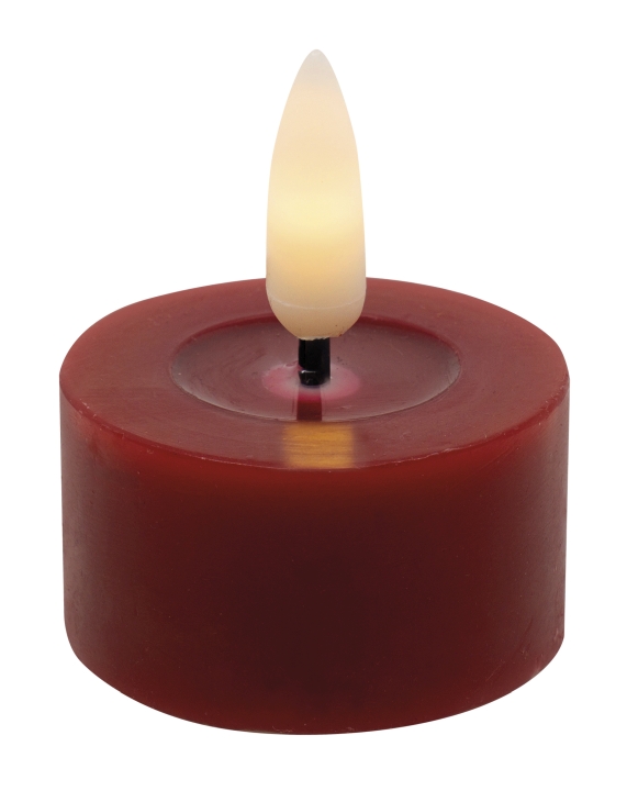 L.C. Wholesaler LED-Teelicht 2er-Set WINTER ca. Ø 4,5, H 2,5cm in red smooth, ca. 4.5x2.5cm