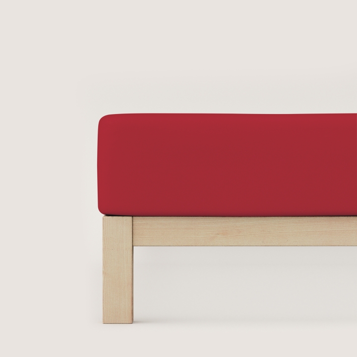 Schlafgut Pure Spannbettlaken ca. 120x200-130x220cm in Farbe Red Deep