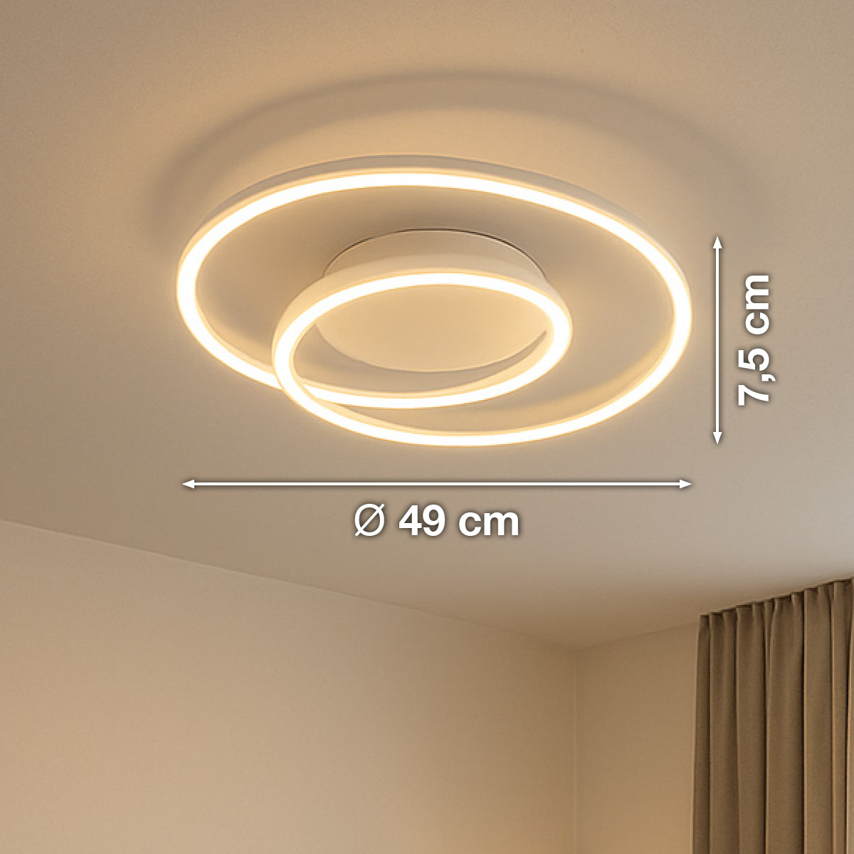 Fischer & Honsel LED-Deckenleuchte HOLY 1-flammig in Farbe Metall sandfarbig, Deckenleuchte, Leuchte