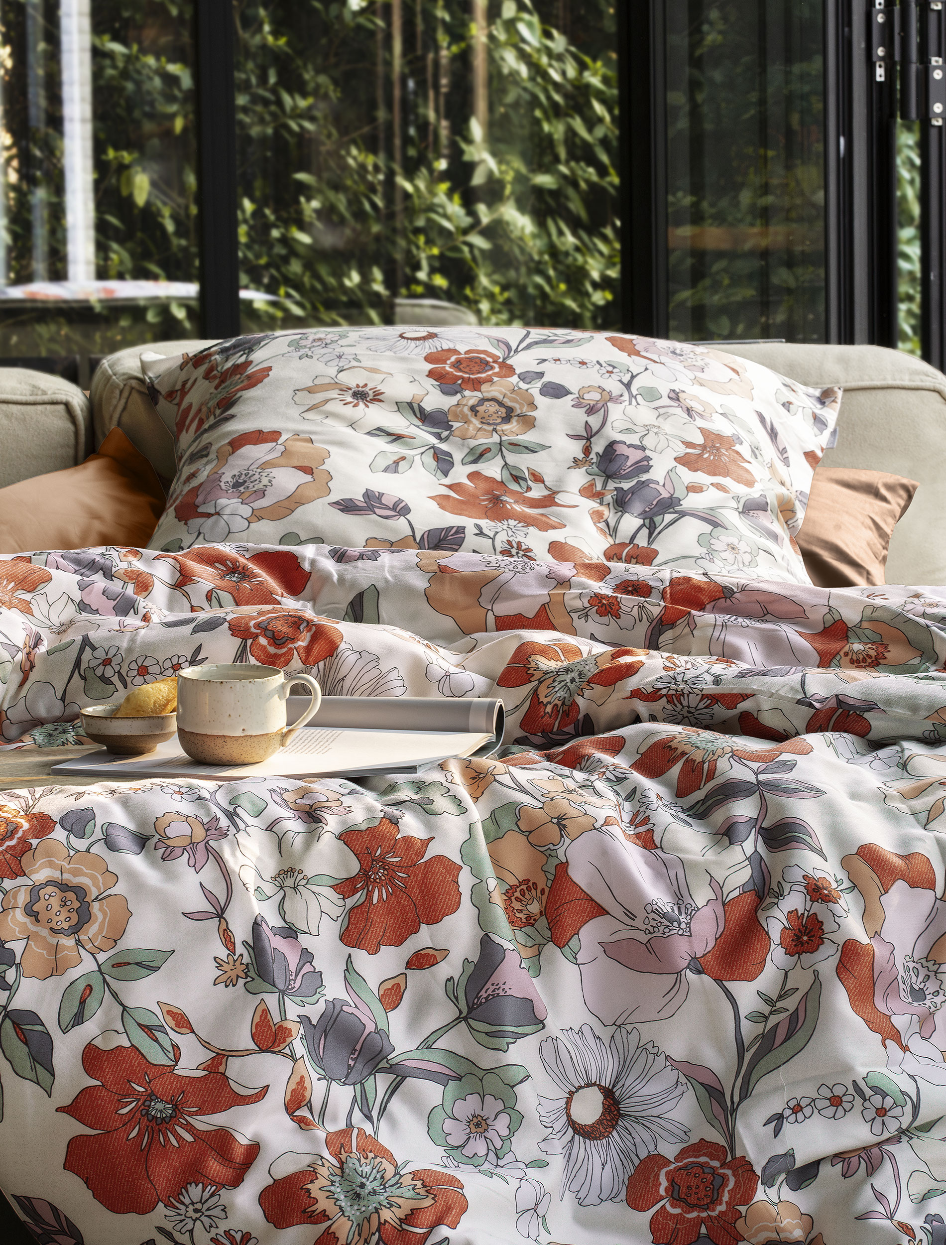 irisette Mako-Satin Bettwäsche WAVE ca. 155x220cm in Farbe ROT, Decke, Mobiliar, Inneneinrichtung, Tasse, Bett
