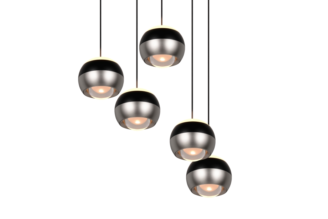 Trio Select LED-Pendelleuchte ORBIT 5-flammig in Farbe Nickel matt