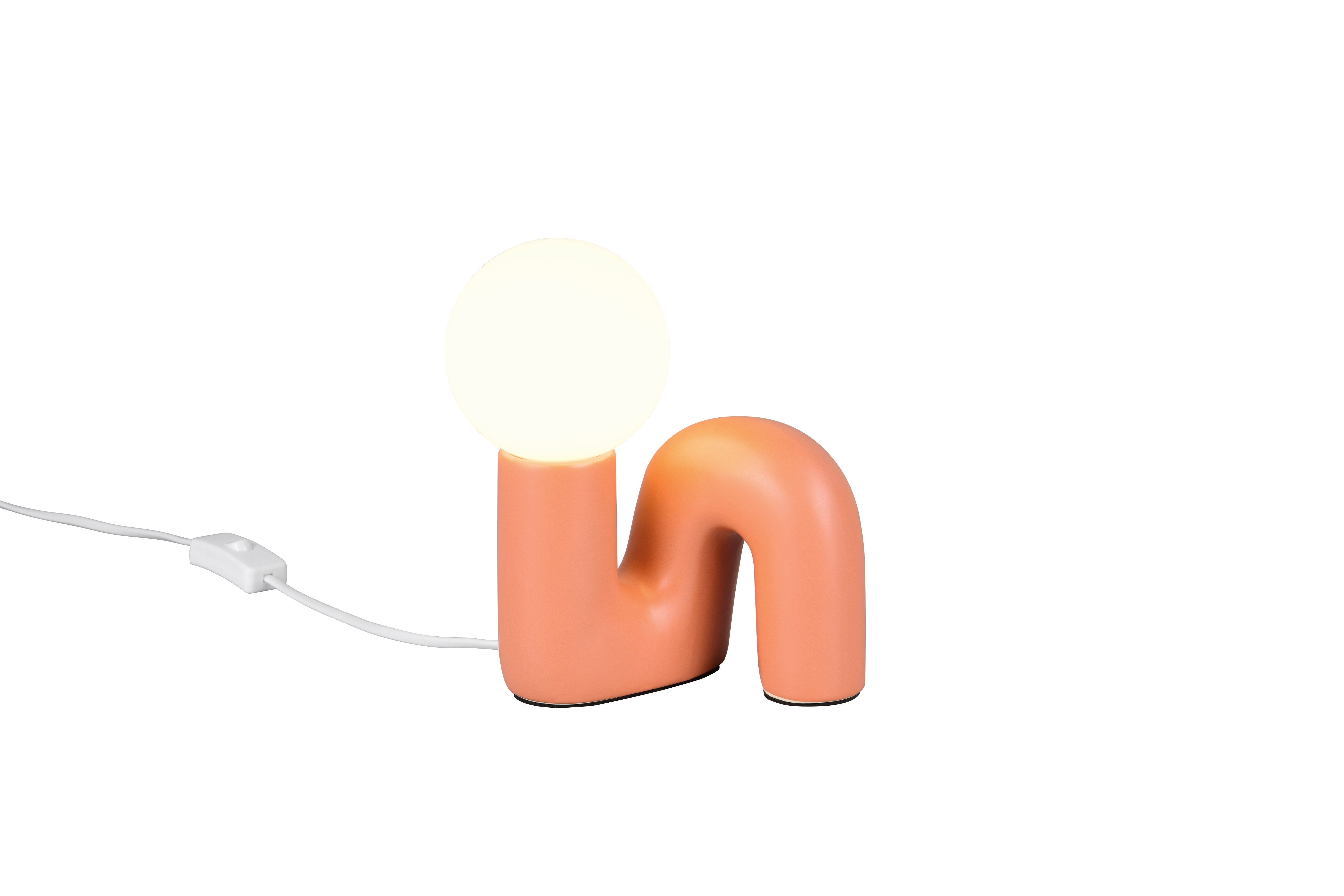 Reality Leuchten Tischleuchte QUINN in apricot, Glas weiß, Licht, Rauchrohr