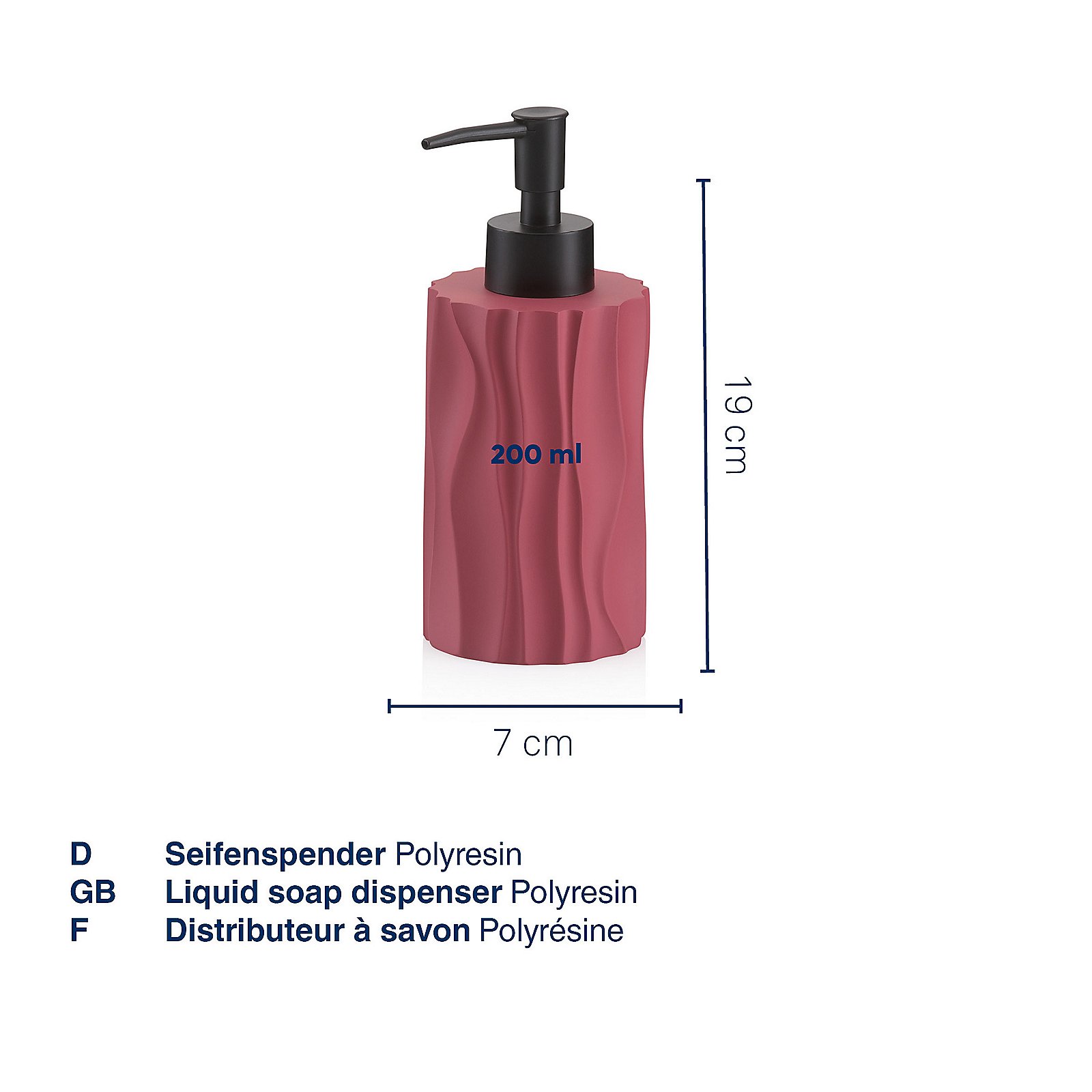 Kela Seifenspender 7cm MERIDA in schwarz, Flasche, Lotion