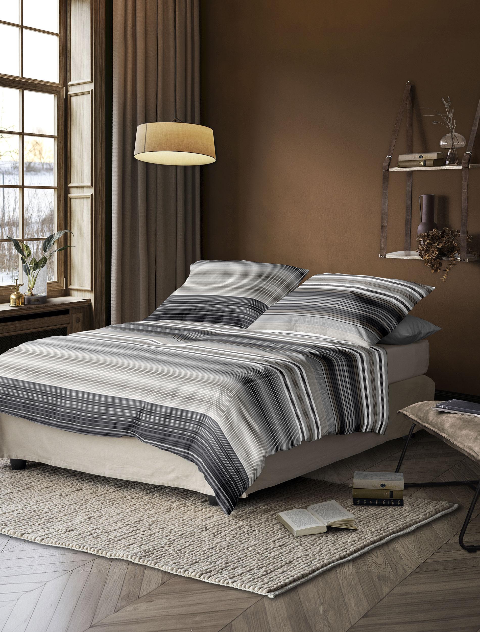 Irisette Mako-Satin Bettwäsche WAVE-J ca. 155x220cm in Farbe grau