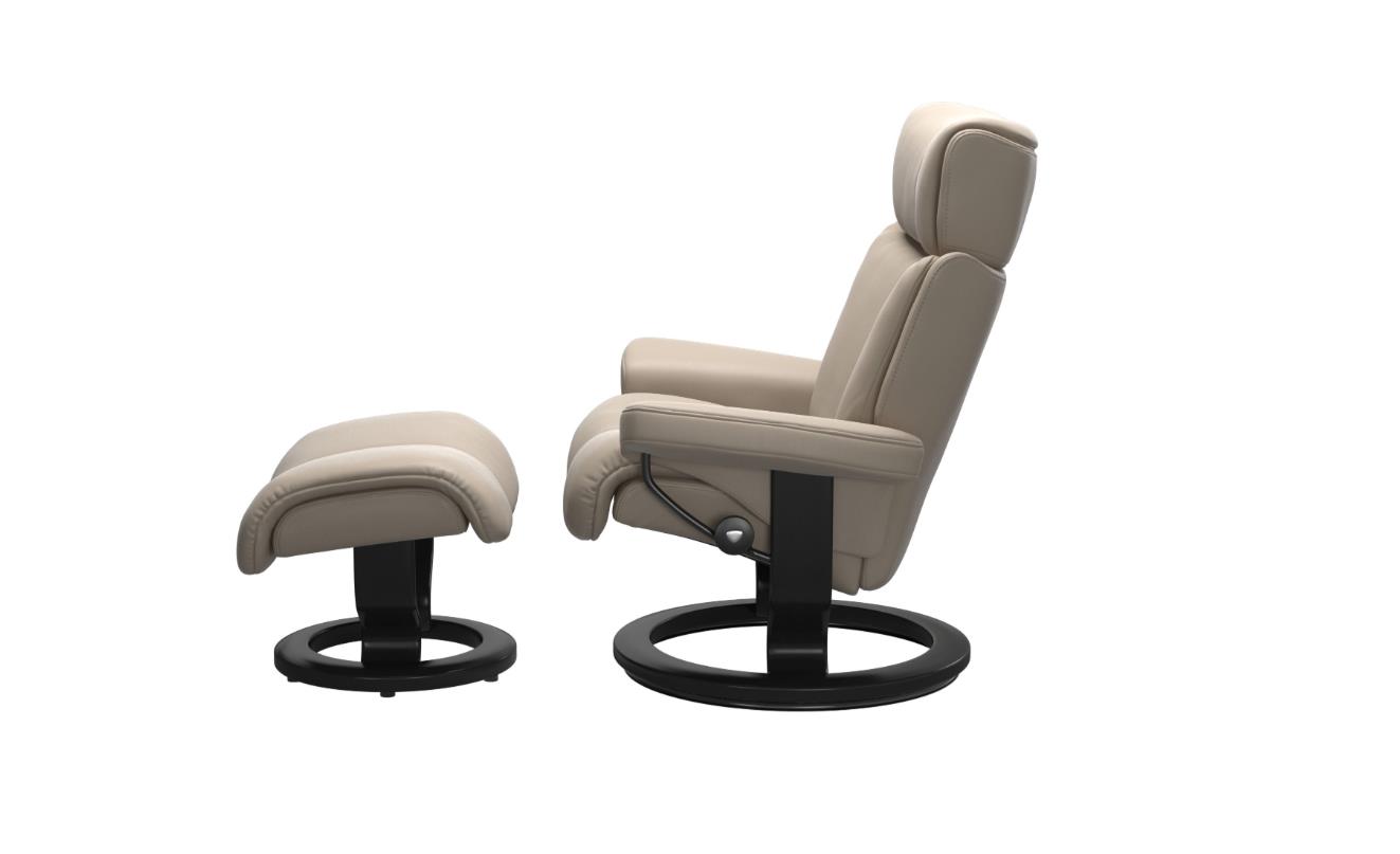 Stressless Sessel mit Hocker MAGIC ca. B77 H98 T142 cm in Leder Palom 45 mushroom