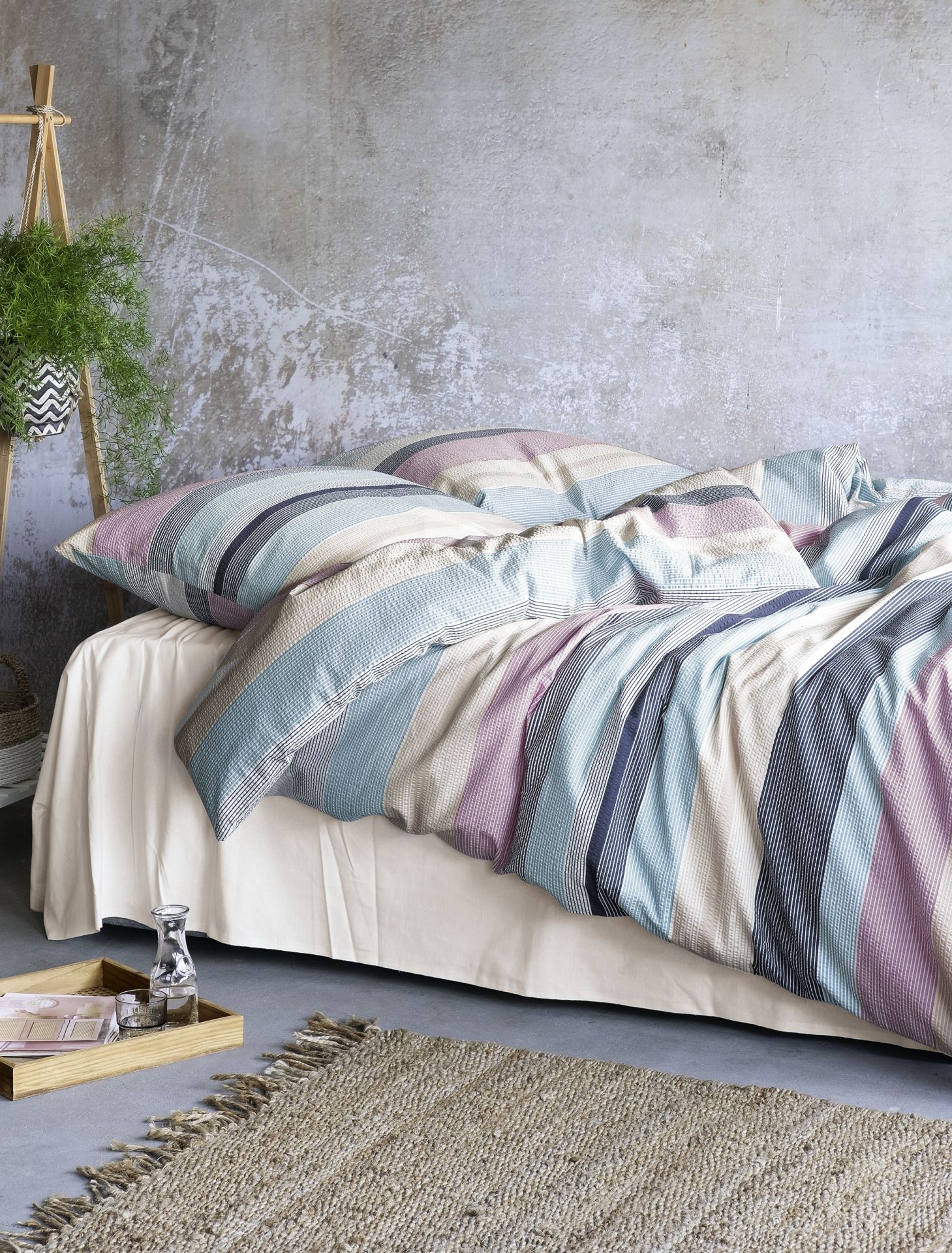 irisette Seersucker Betwäsche  155x200 in ca. 155x220 cm, Moebel, Decke, Dekoration für Zuhause, Bett, Bettlaken