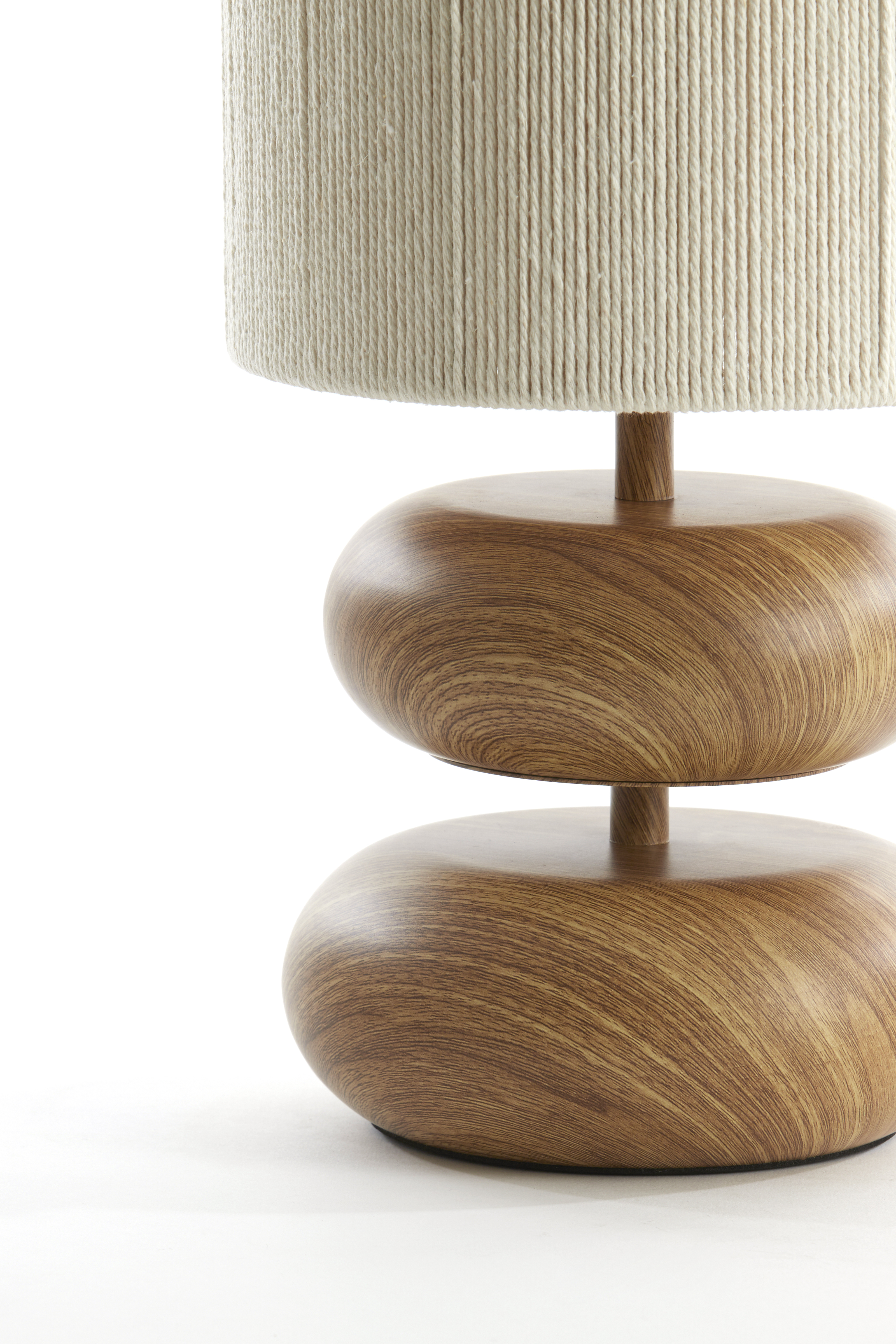 Tischleuchte  Durchm. 22x51cm in wood Print natur+Rope creme