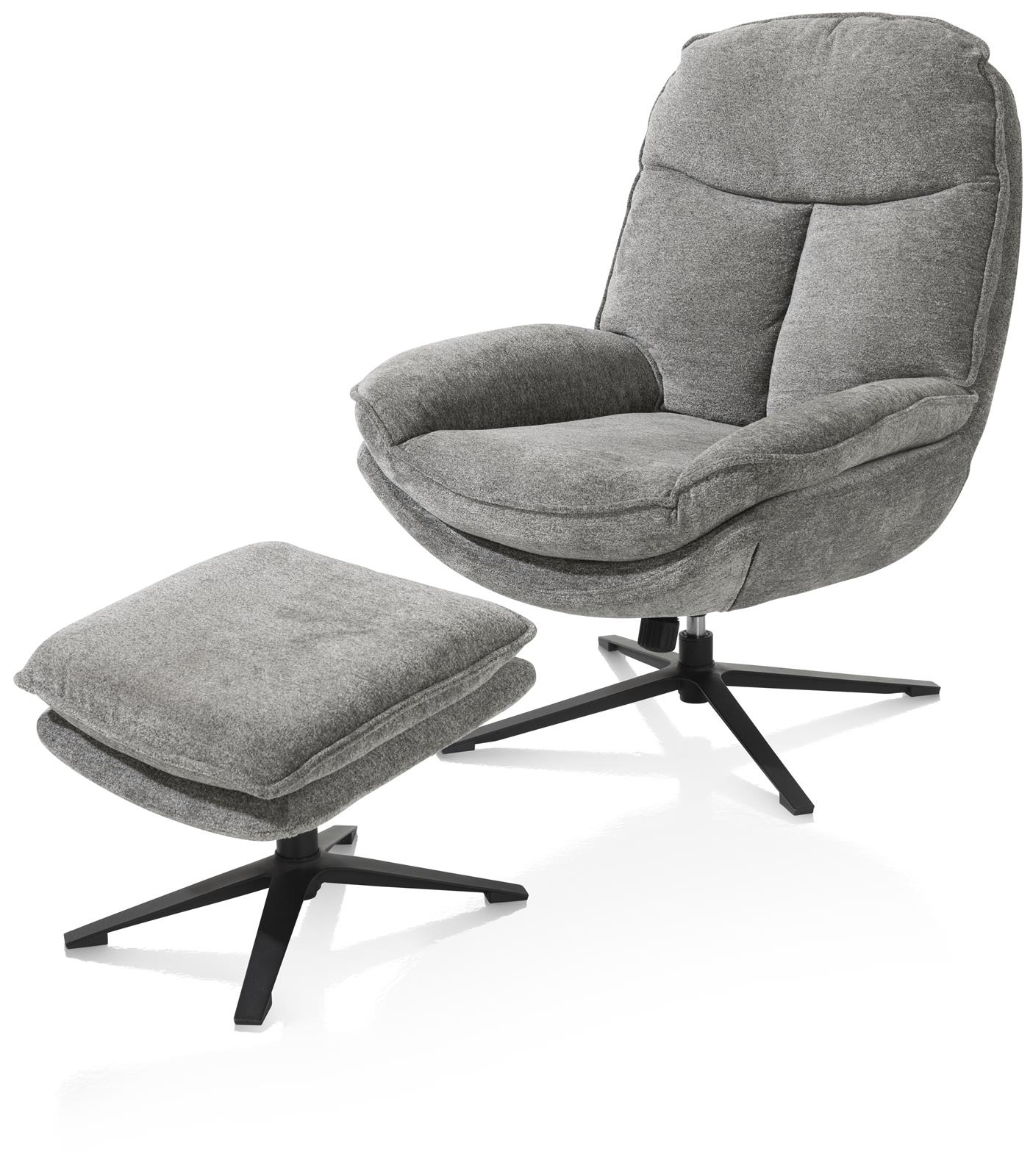 Henders & Hazel Sessel mit Hocker FLORENCE ca. B79 H100 T94 cm in Stoff Enzo grau
