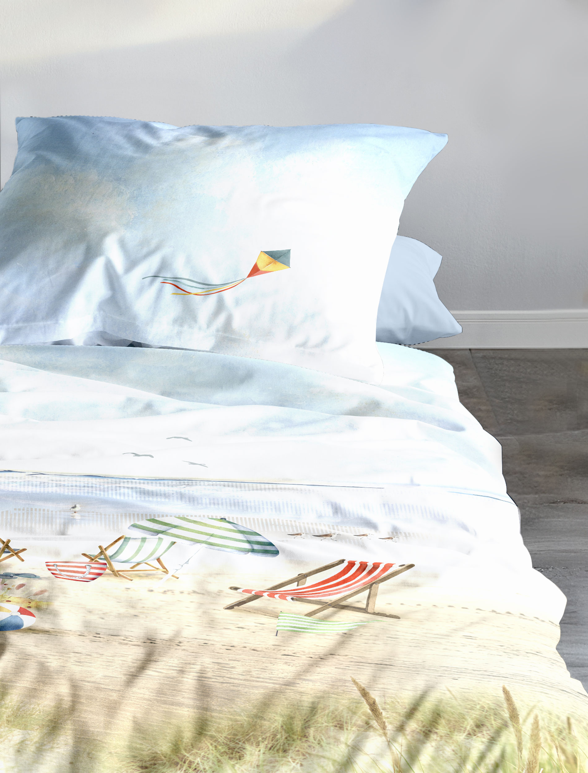 Irisette Mako-Satin Bettwäsche WAVE ca. 155x220cm in Farbe MULTI, Kissen, Dekoration für Zuhause, Mobiliar, Kopfkissen, Bett