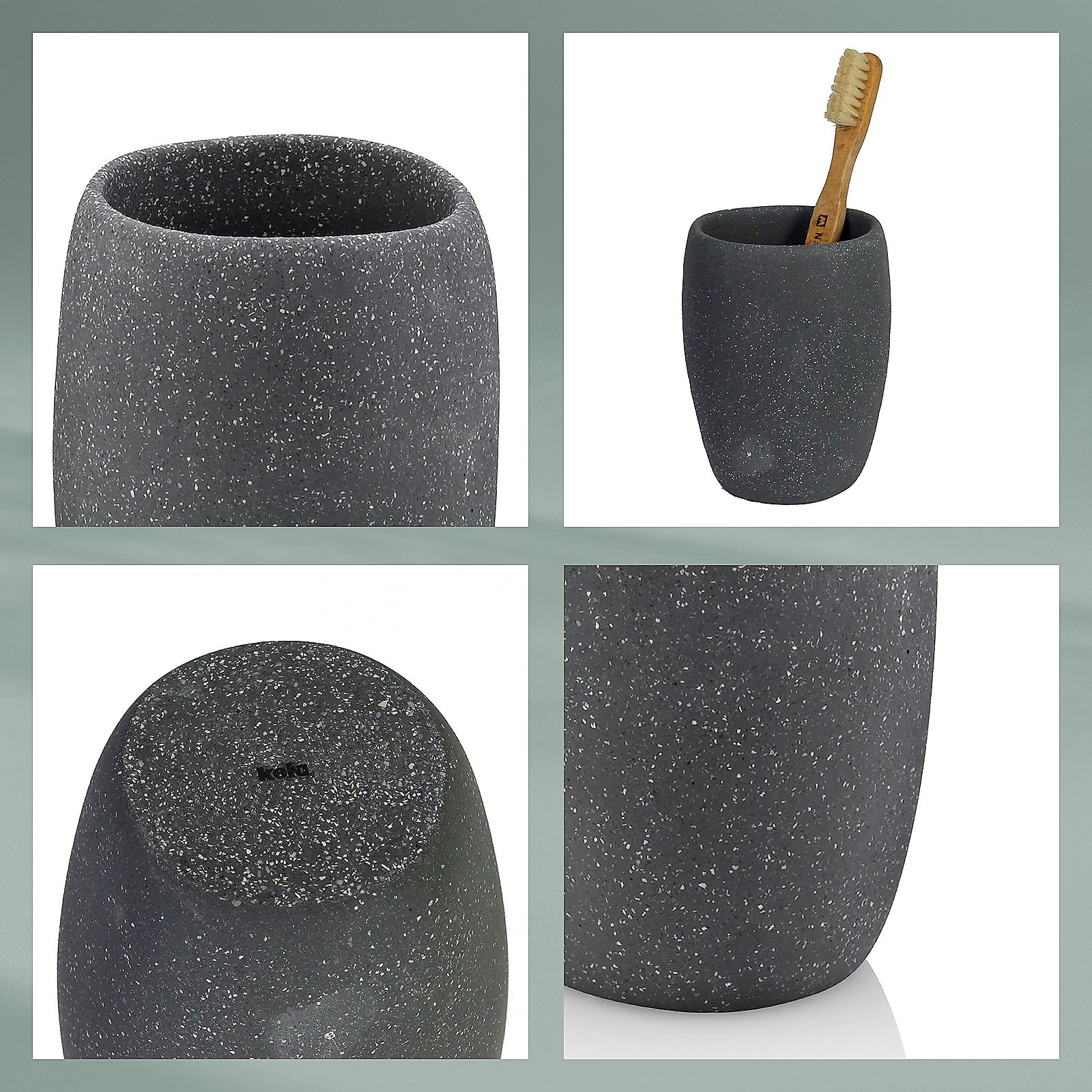 Kela Becher Roda grau RODA in Grau, Pinsel, Gerät, Werkzeug, Zahnbürste, Glas