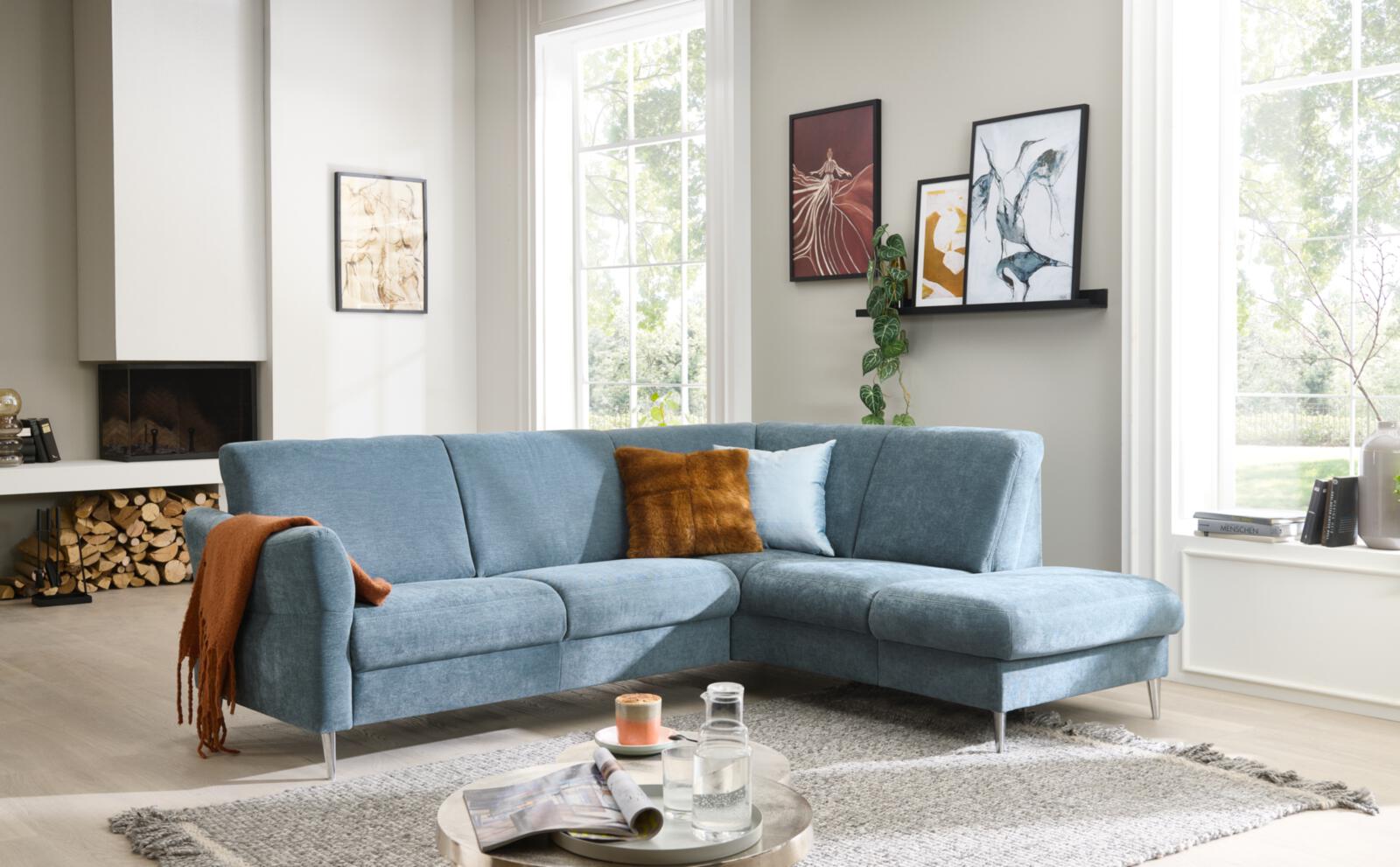Polipol Polstergruppe OS-PP1204 ca. 237x190cm in Stoff Vera steel, Couch, Dekoration für Zuhause, Kamin, Wohnzimmer, Tabelle