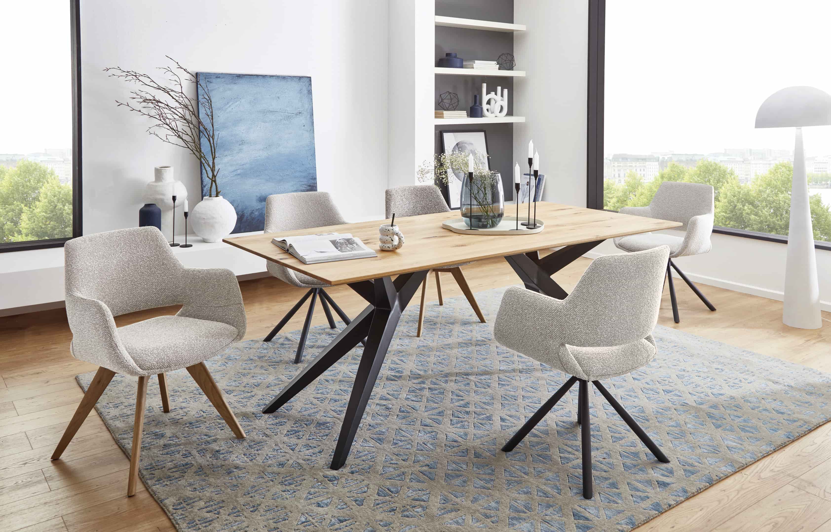 Schalensessel  ca.B62 H83 T62 cm in Stoff Boucle Lisa beige, Tabelle, Tischplatte, Esstisch, Esszimmer, Inneneinrichtung
