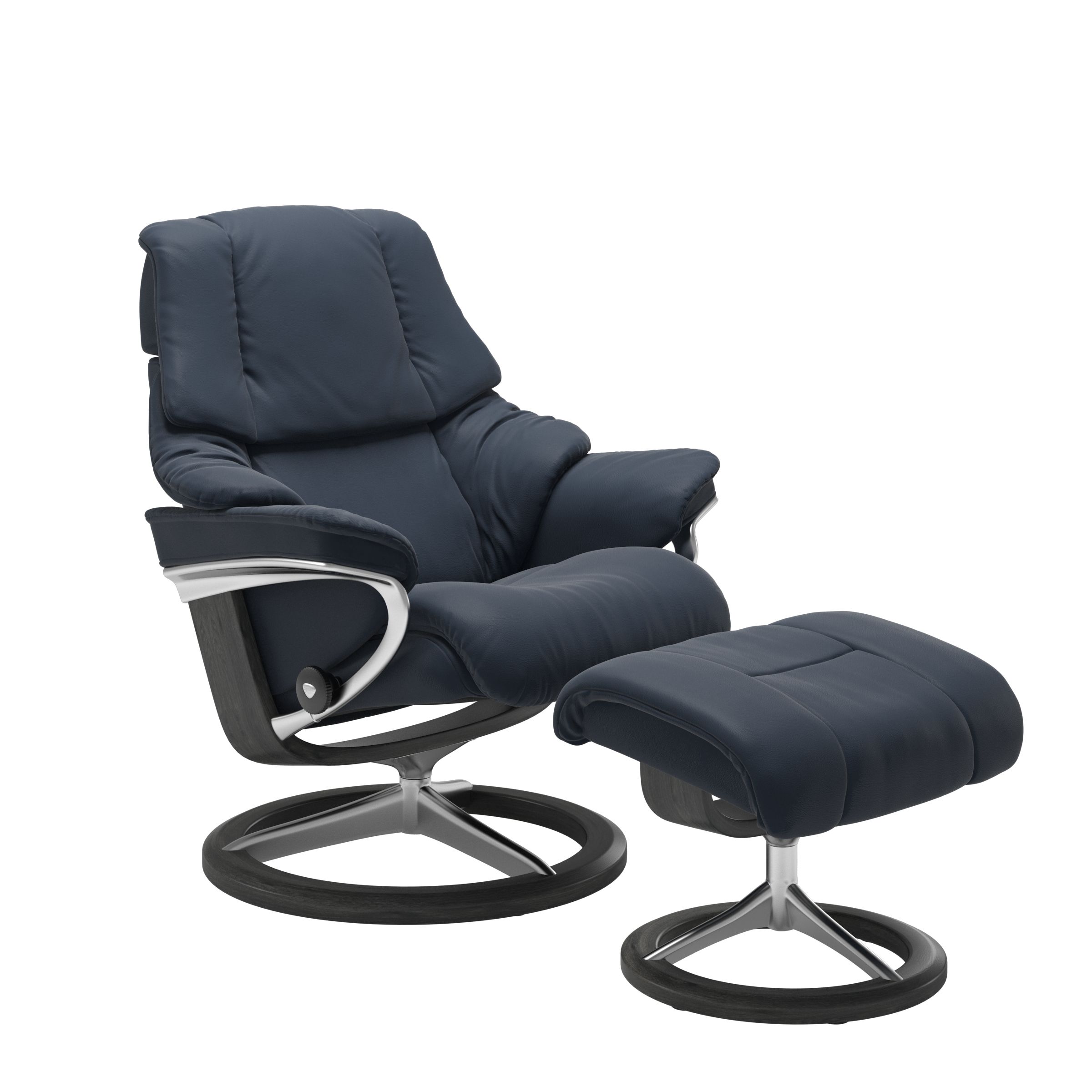 Stressless Sessel mit Hocker Reno Signature (L) in Leder Paloma Oxford Blue