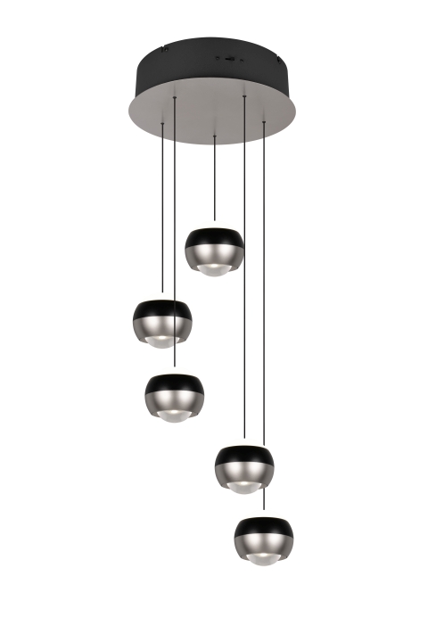 Trio Select LED-Pendelleuchte ORBIT 5-flammig in Farbe Nickel matt