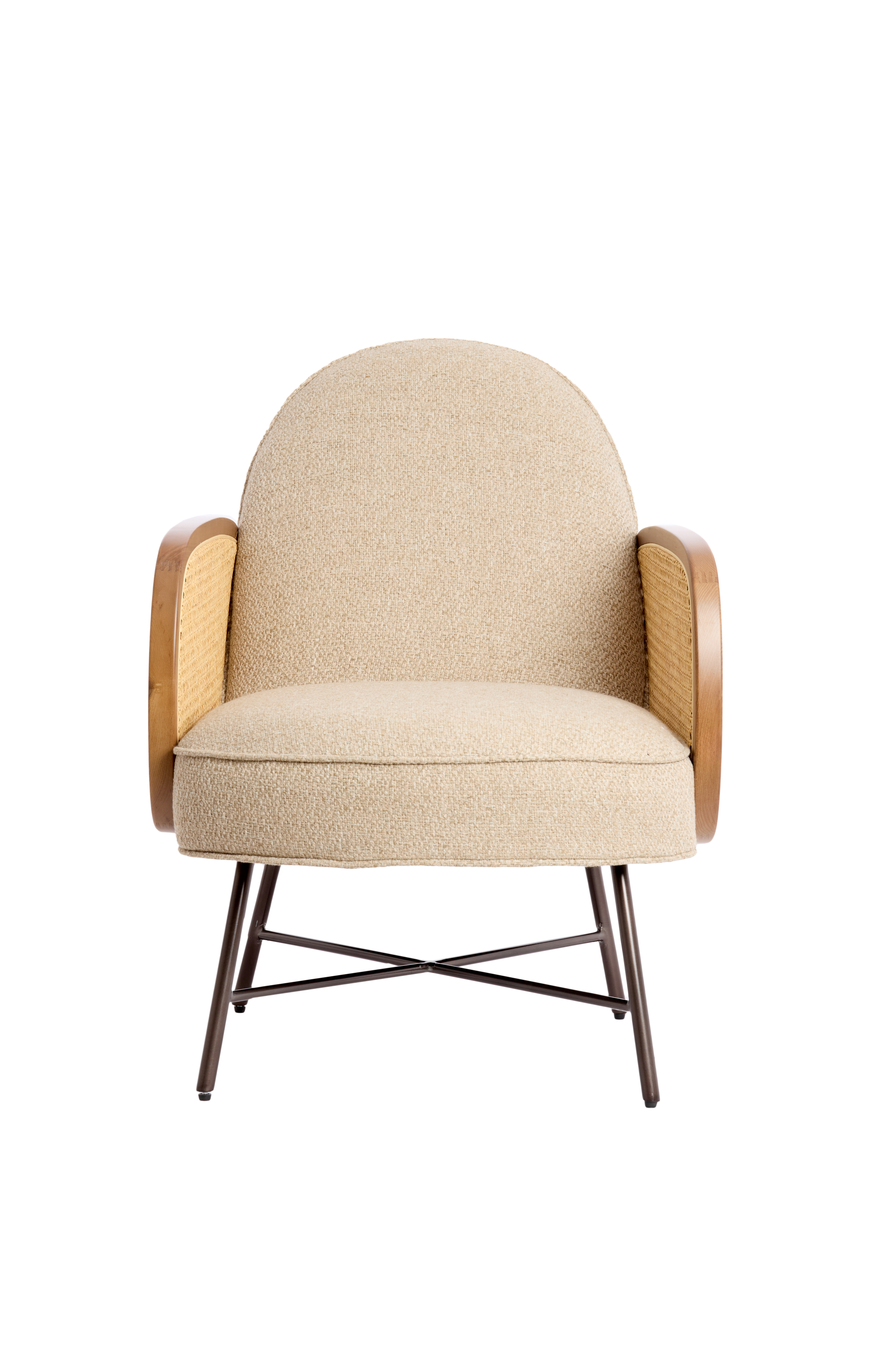Stuhl  in Beige+Rotan natural