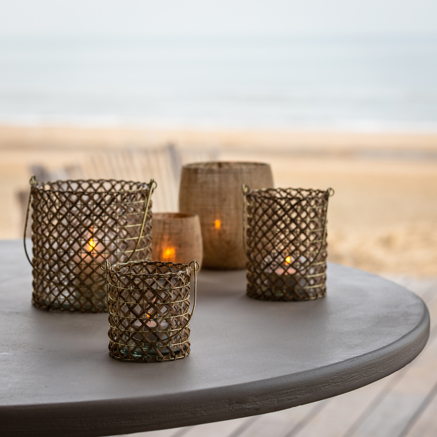 Teelicht  in Rattan naturell