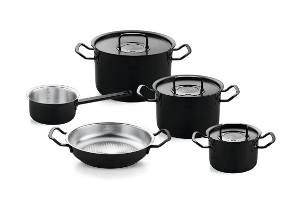 Fissler Topfset Shadow Line 5-tlg. SHADOWLINE in Edelstahl schwarz, Kochgeschirr, Topf, Kochtopf, Essen, Kochpfanne