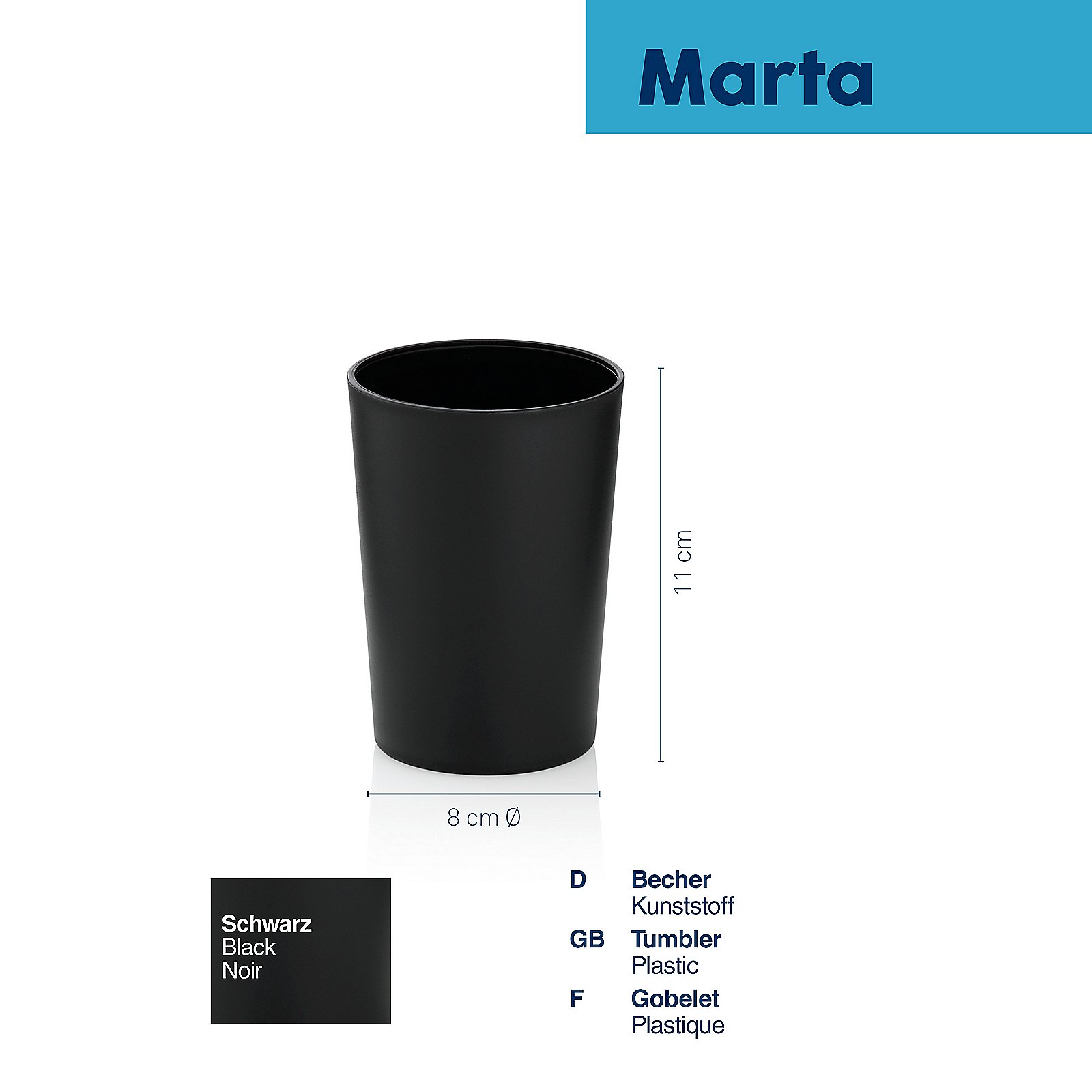 Kela Becher Marta schwarz MARTA in , Zylinder