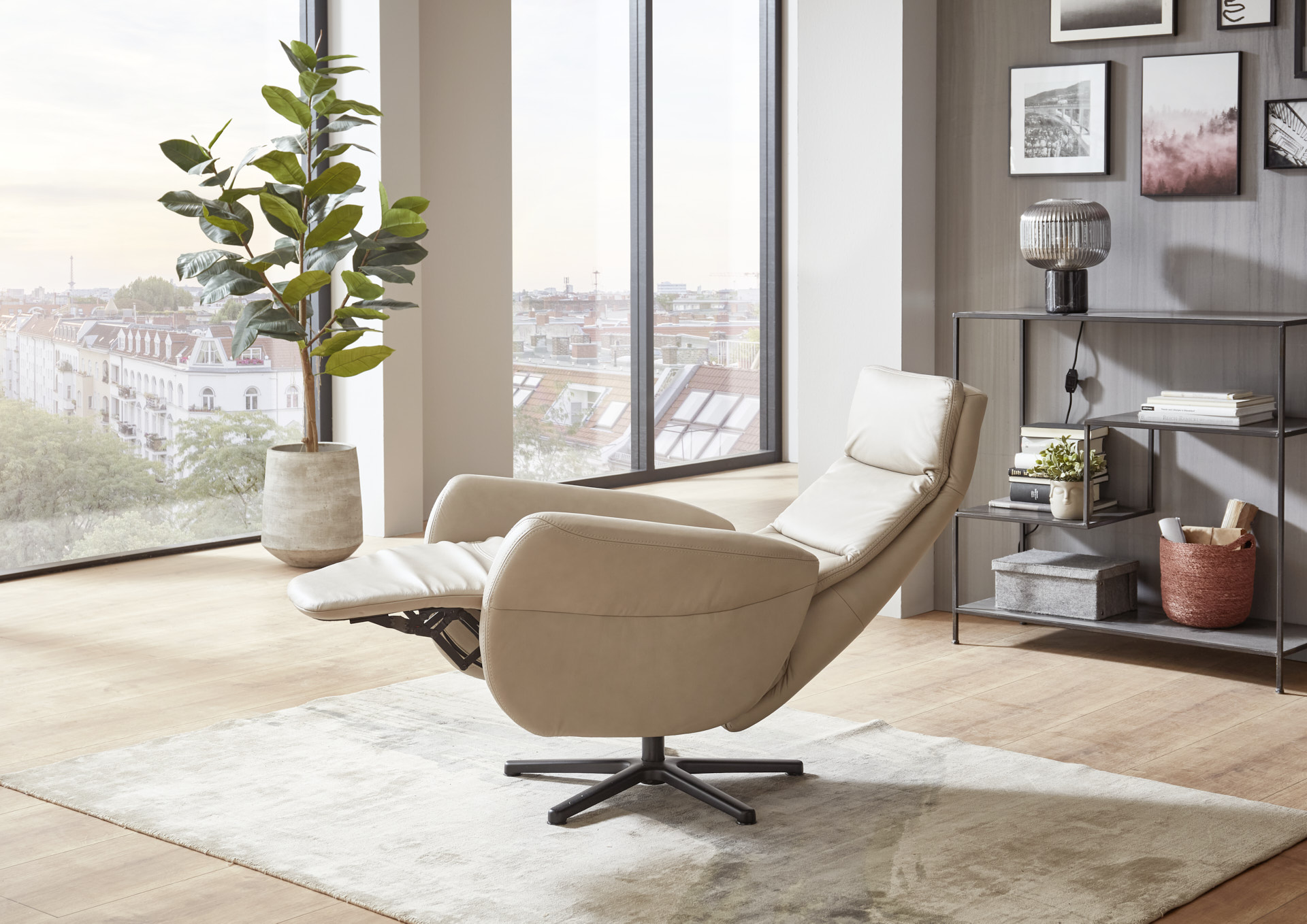 Relaxsessel PN-RS20038 in Leder Vivre pearl, Moebel, Stuhl, Pflanze, Drinnen, Sessel