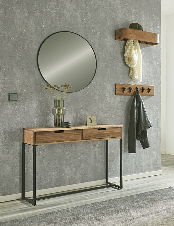 Haku Möbel Wandgarderobe  ca. B60 H13 T20 cm in Massivholz naturbelassen
