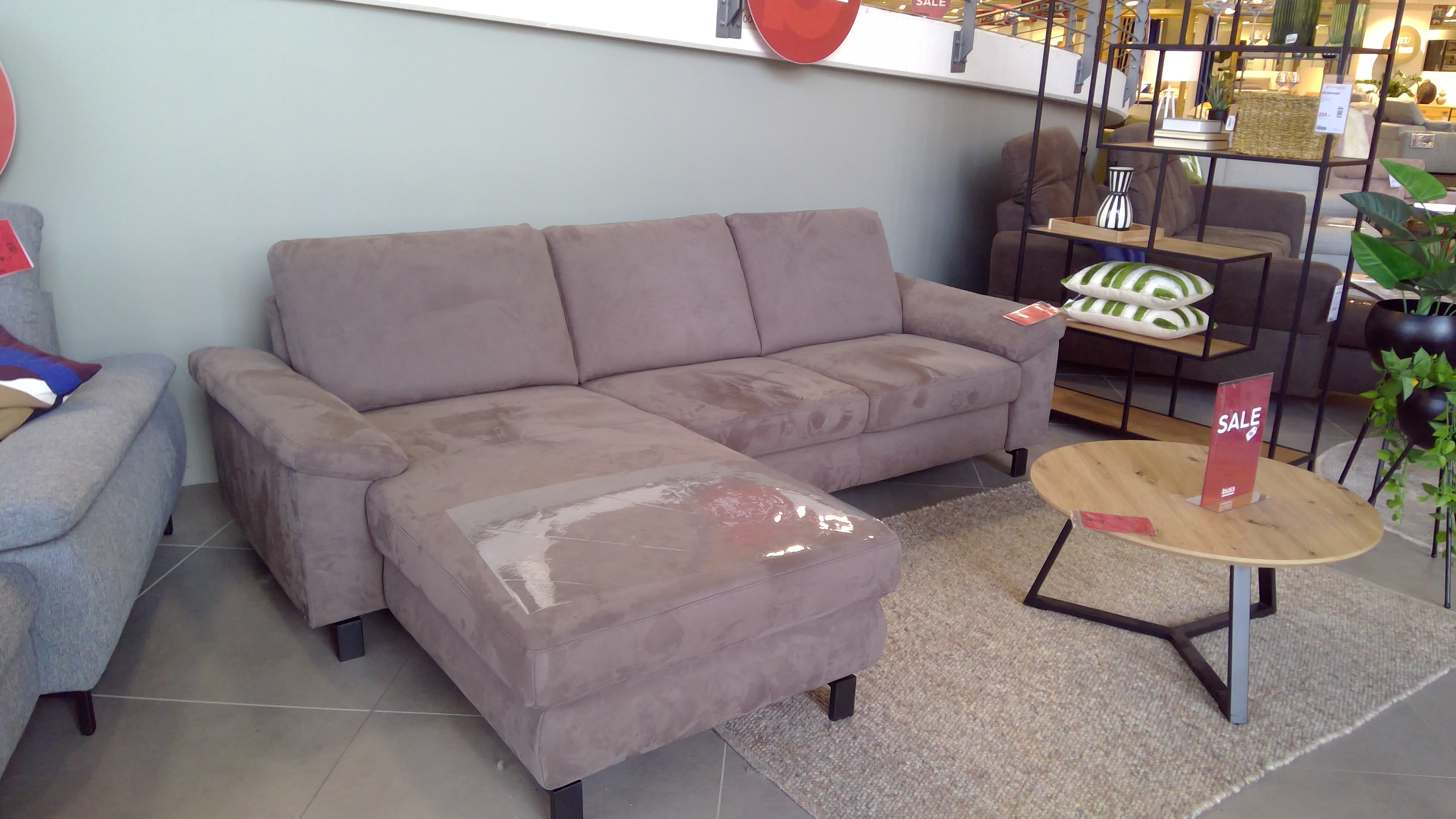 Polsterecke  in Stoff Crown anthrazit, Couch, Mobiliar, Wohnzimmer, Tabelle, Kaffeetisch