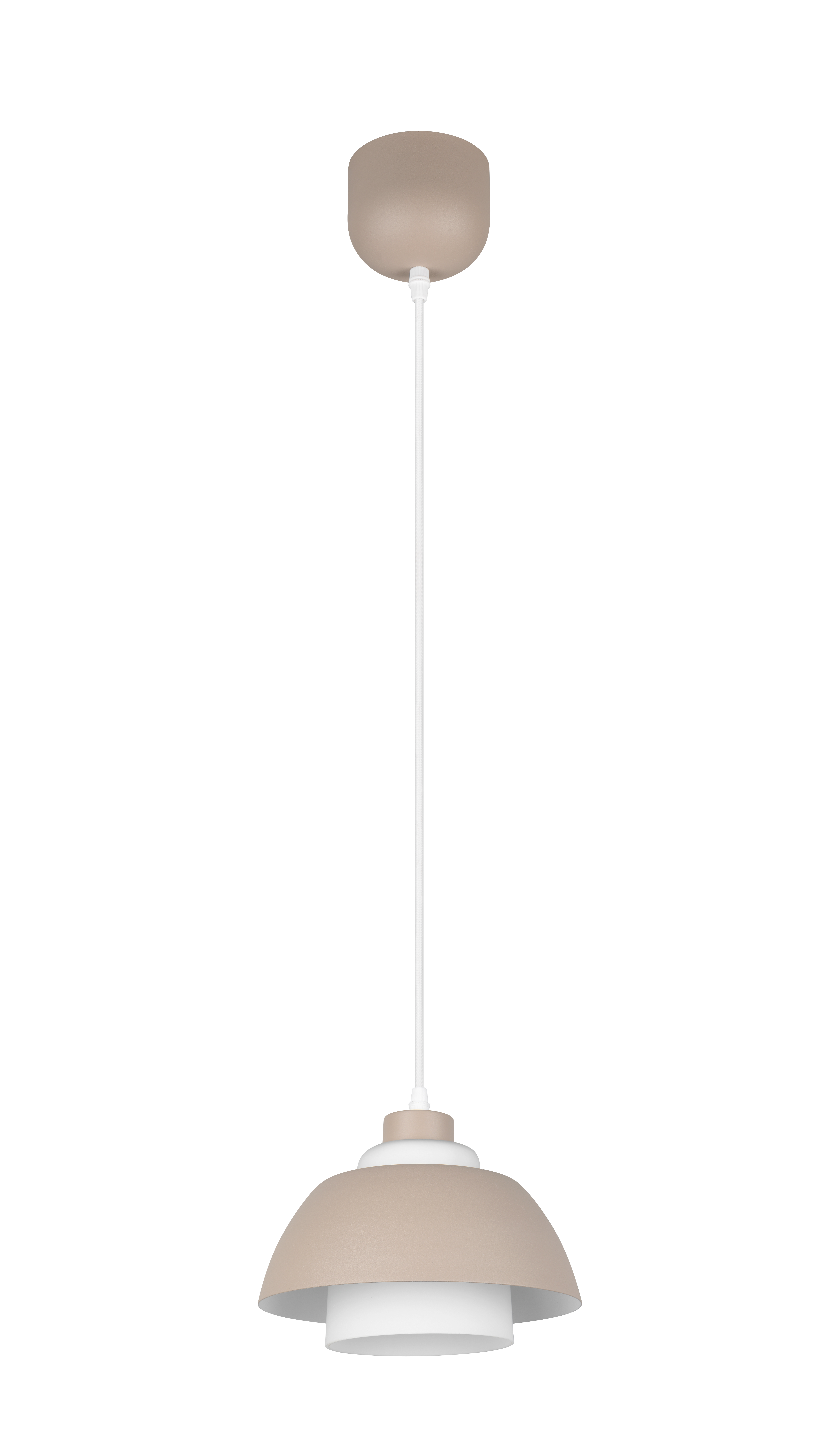 Reality Leuchten LED-Pendelleuchte TILOS in warm beige, Glas weiß, Lampe, Deckenleuchte