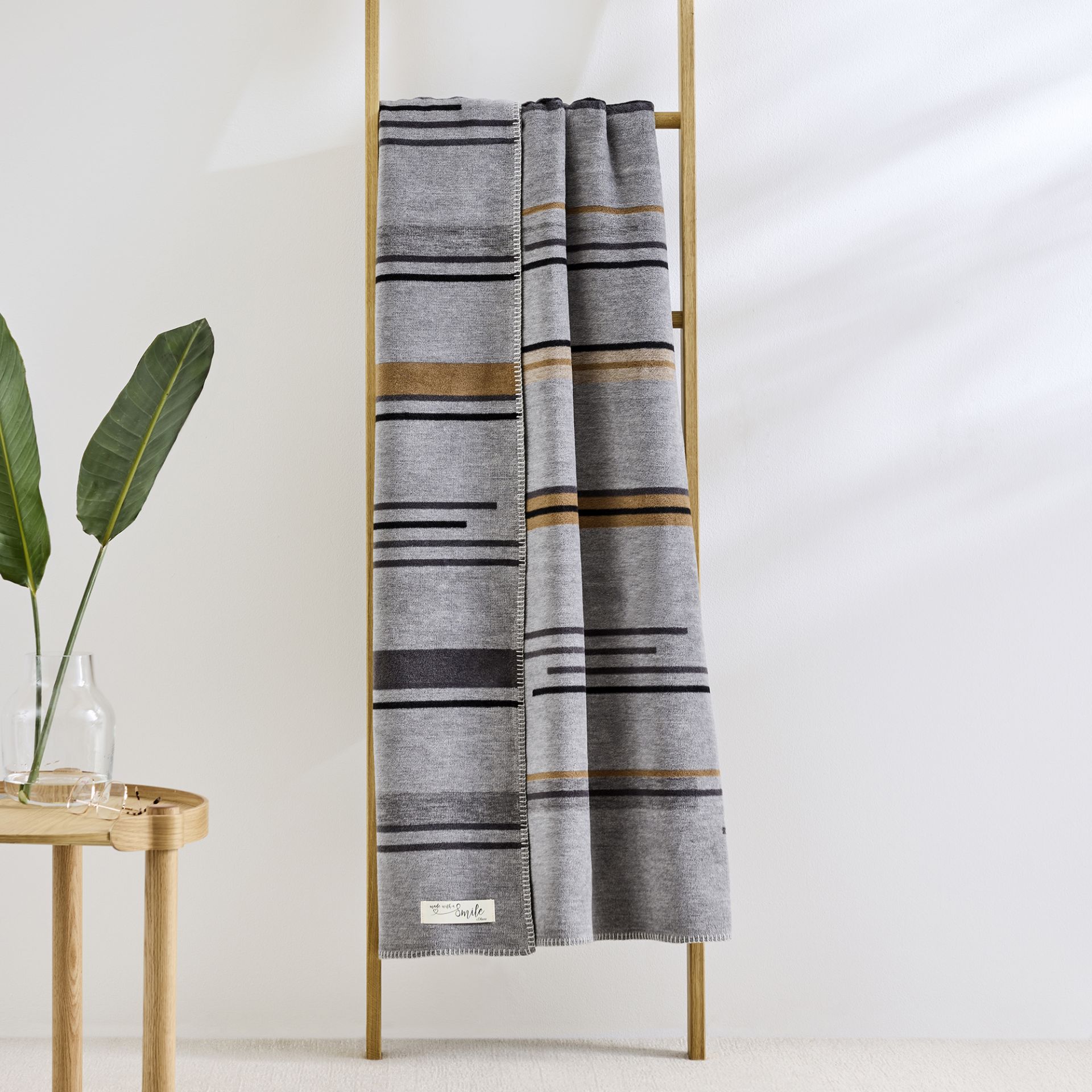 Ibena Jacquard Decke s.Oliver S.OLIVER ca.150x200cm in grau/beige,ca.150x200cm