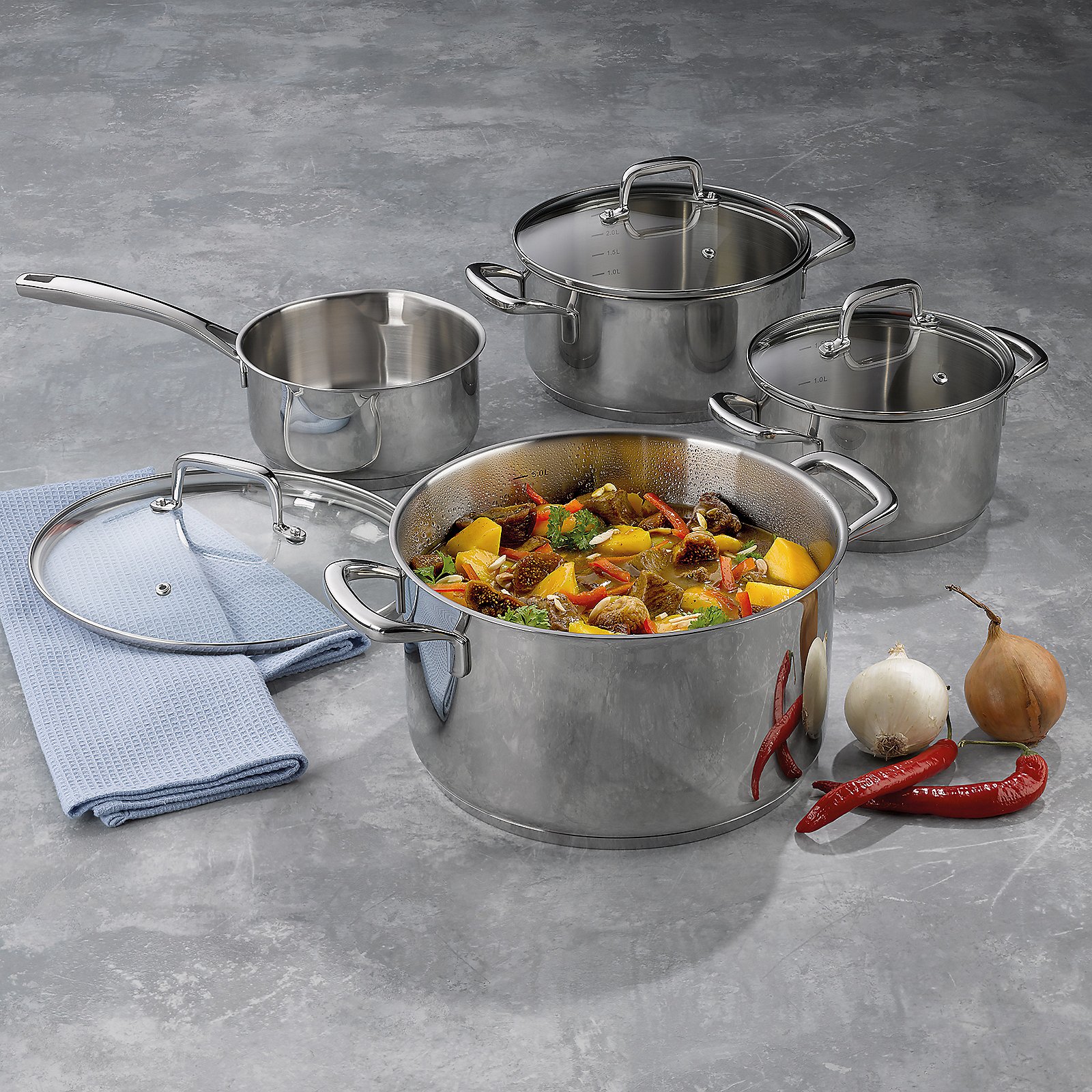 Kela Kochtopf-Set FLAVORIA in silber glänzend, Kochtopf, Kochgeschirr, Topf