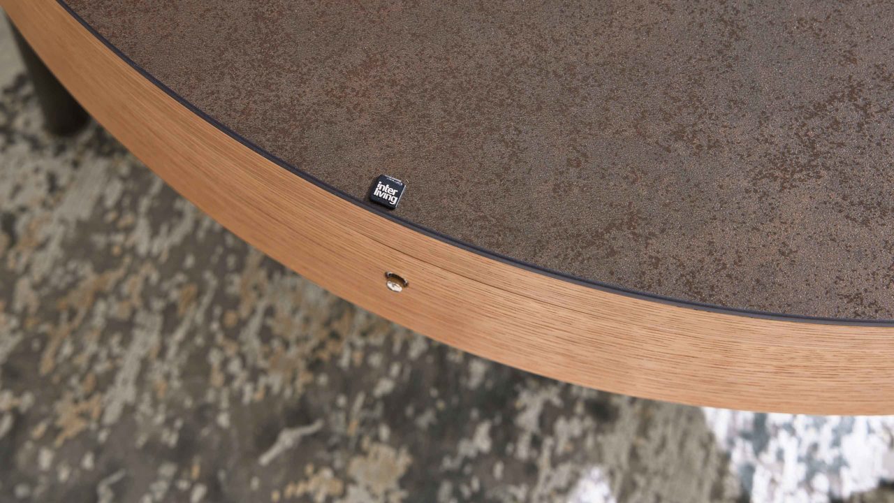 Interliving Couchtisch IL 6216 Ø ca. 85cm in Keramik Titan/Korpus MDF Eiche